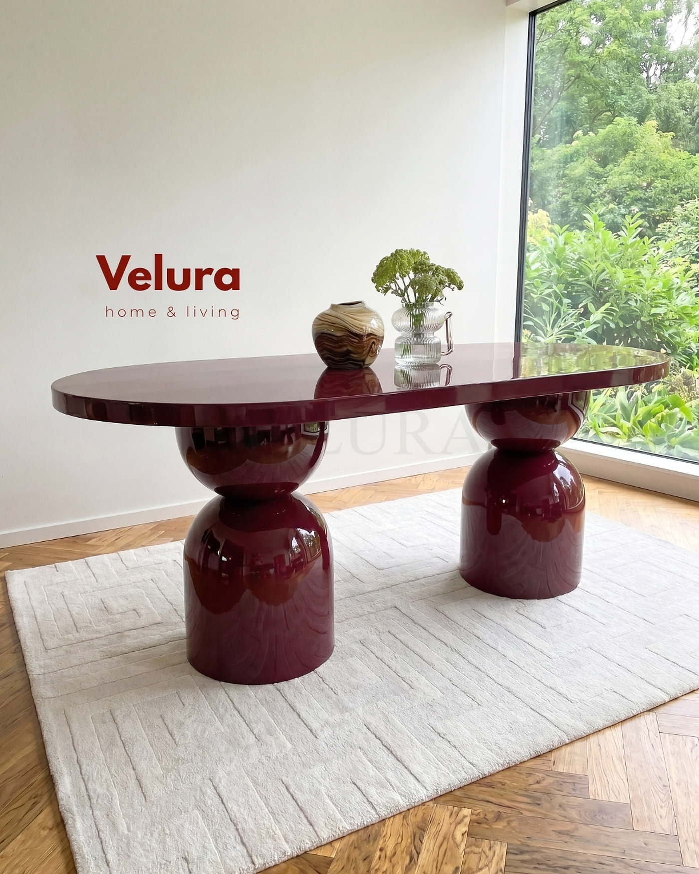 Bordo Lura Yemek Masası 180 x 90 cm sabit yemek odası masası