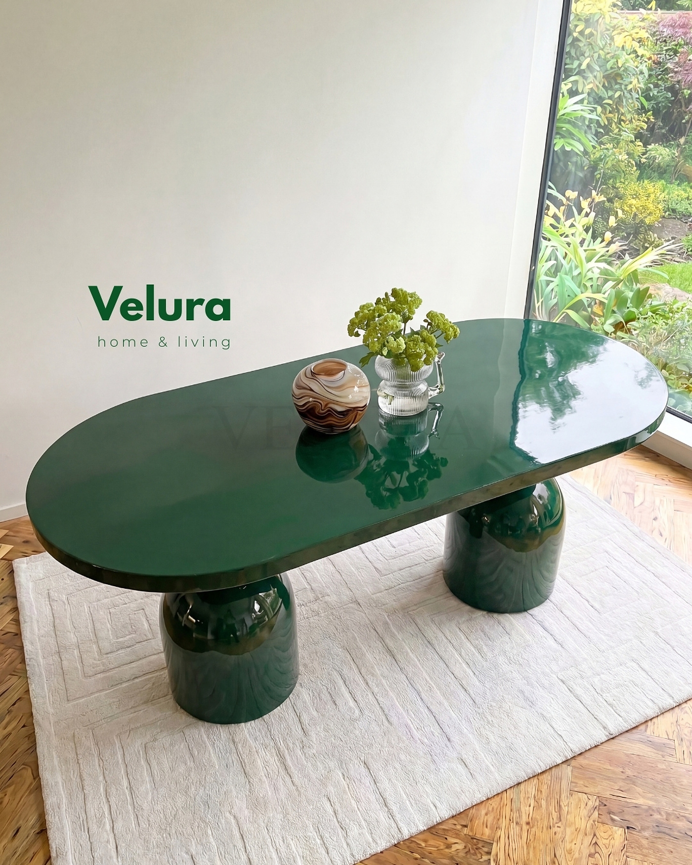 Velura Home Lura Yemek Masası yeşil sabit modern masa modeli