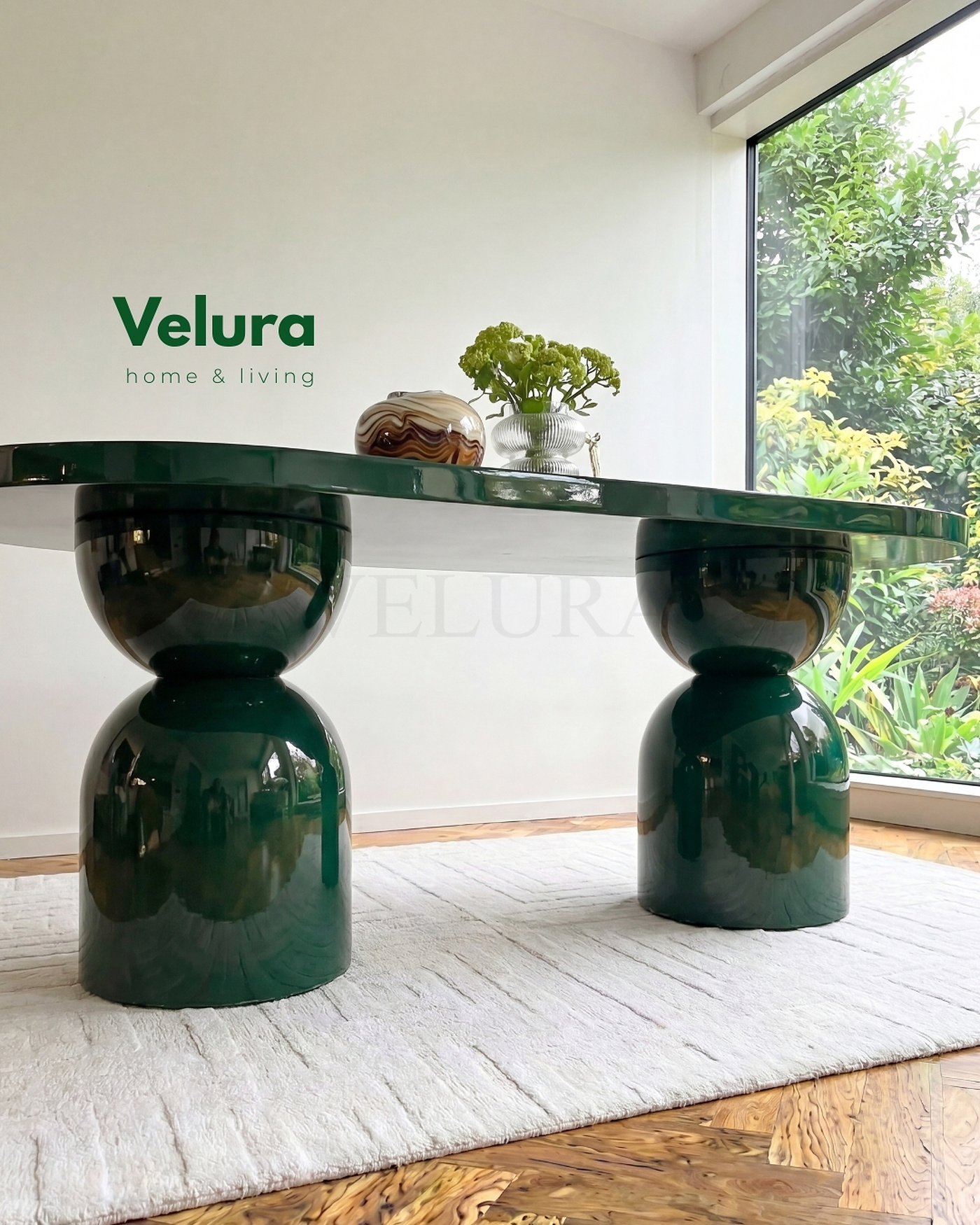 Velura Home Lura Yemek Masası yeşil sabit modern masa modeli