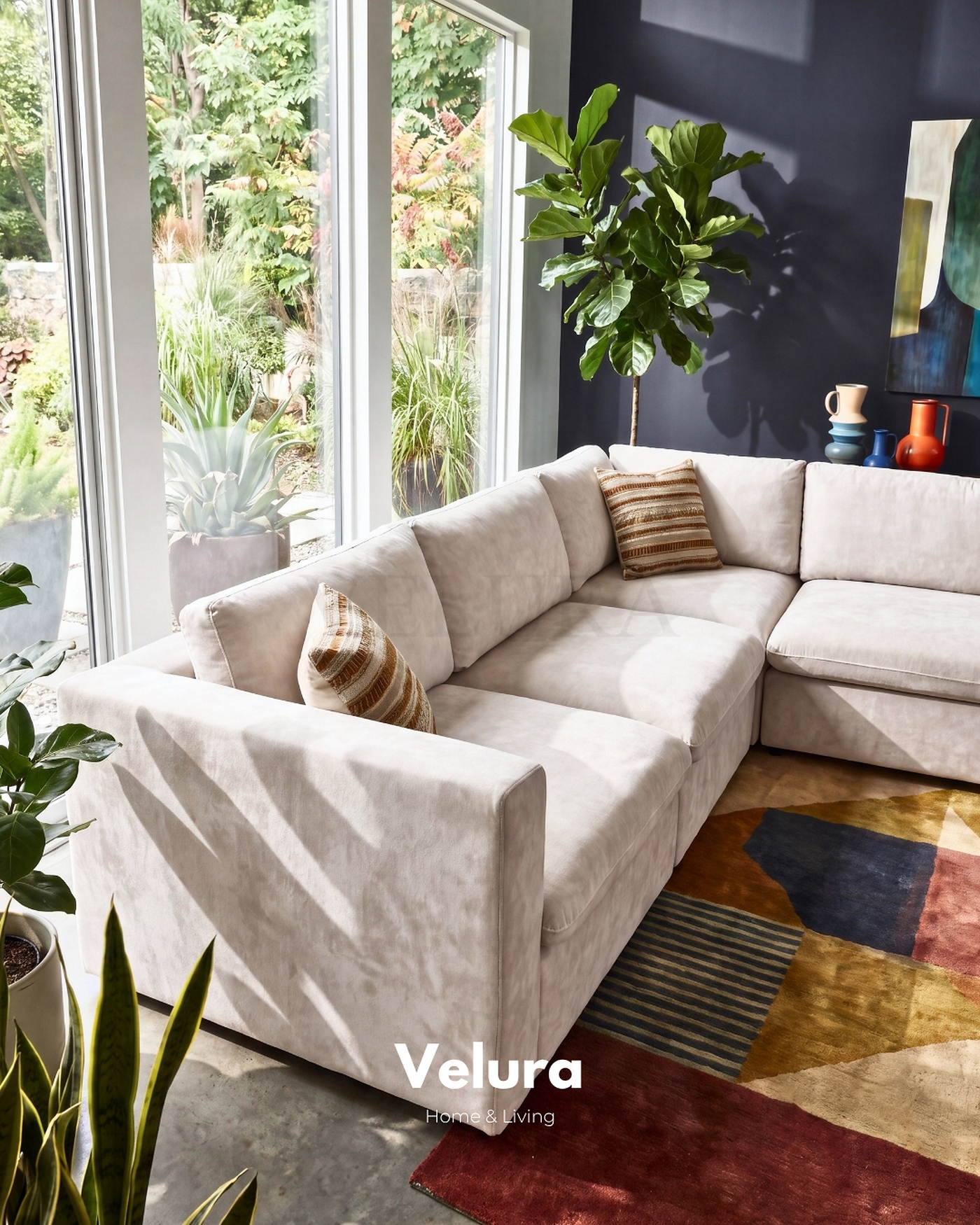 Beyaz Pamela kumaşlı bazalı Nord köşe koltuk modeli