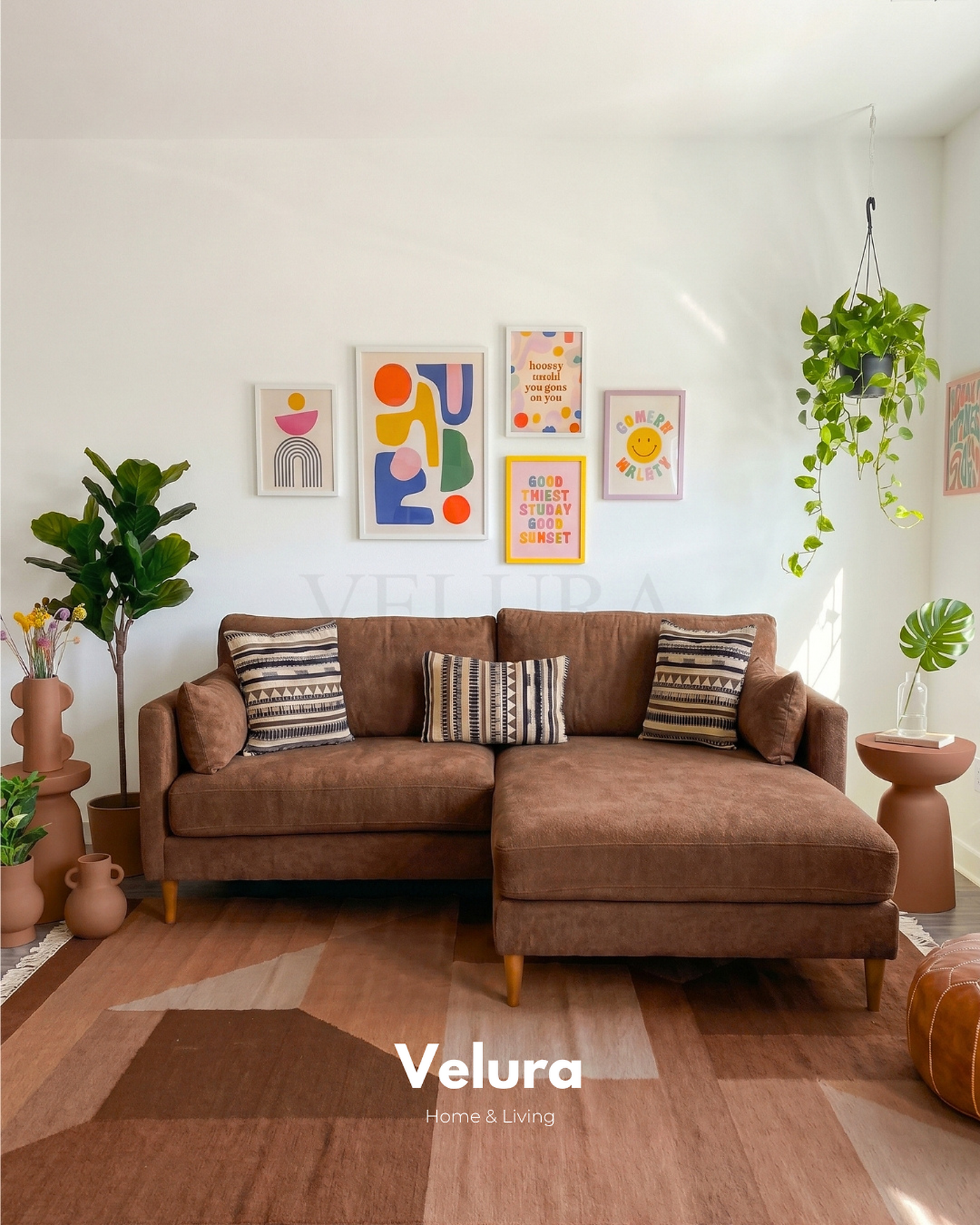 Pamela Köşe Takımı - Kiremit Velura Home Köşe Takımı Pamela Köşe Takımı Kiremit yumuşak dokulu Pamela kumaşlı salon köşesi
