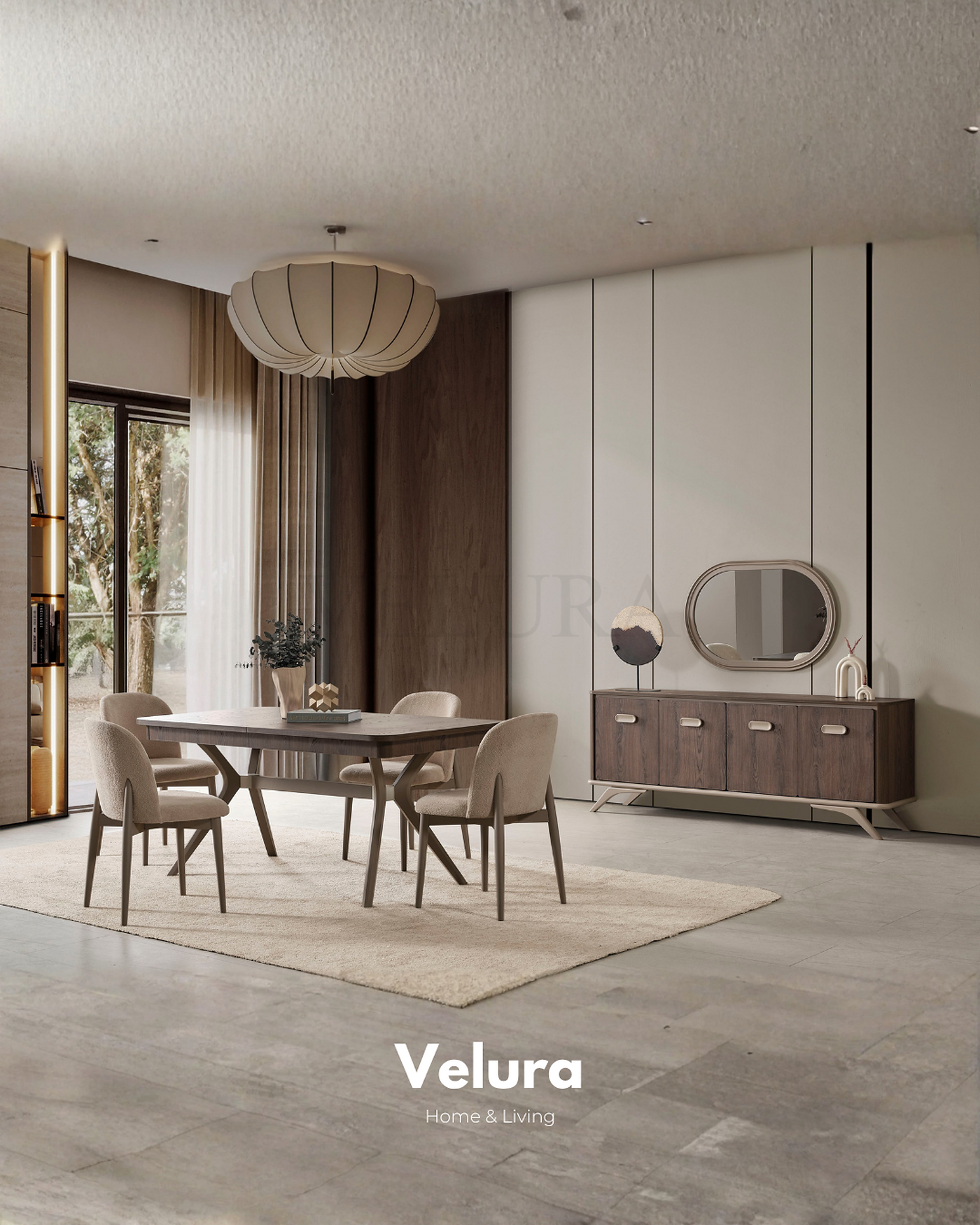 Nova Yemek Masası Koyu Ceviz gold detaylı açılabilir modern yemek masası