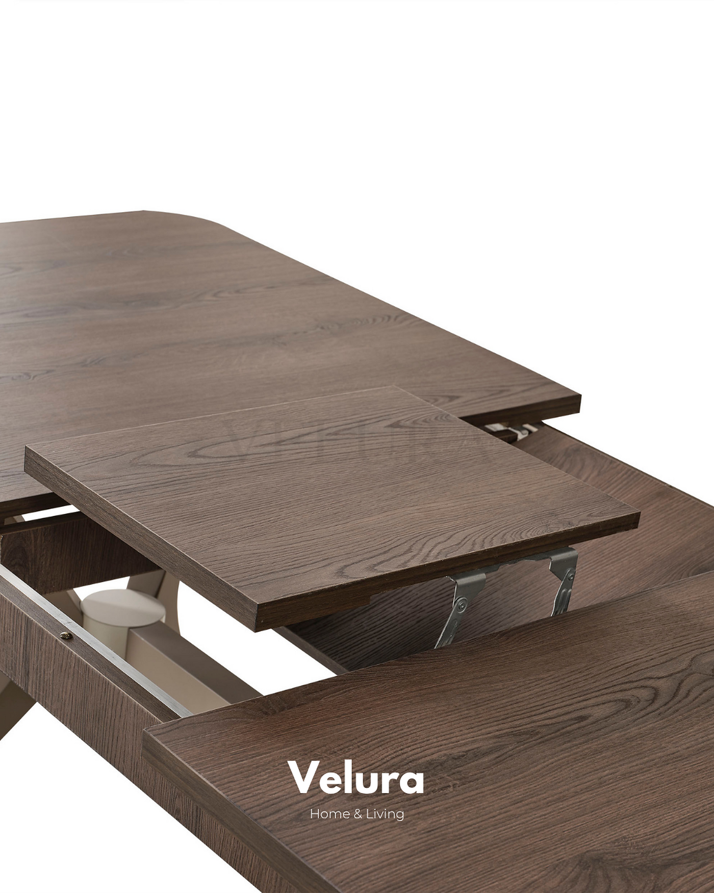 Nova Yemek Masası Koyu Ceviz gold detaylı açılabilir modern yemek masası
