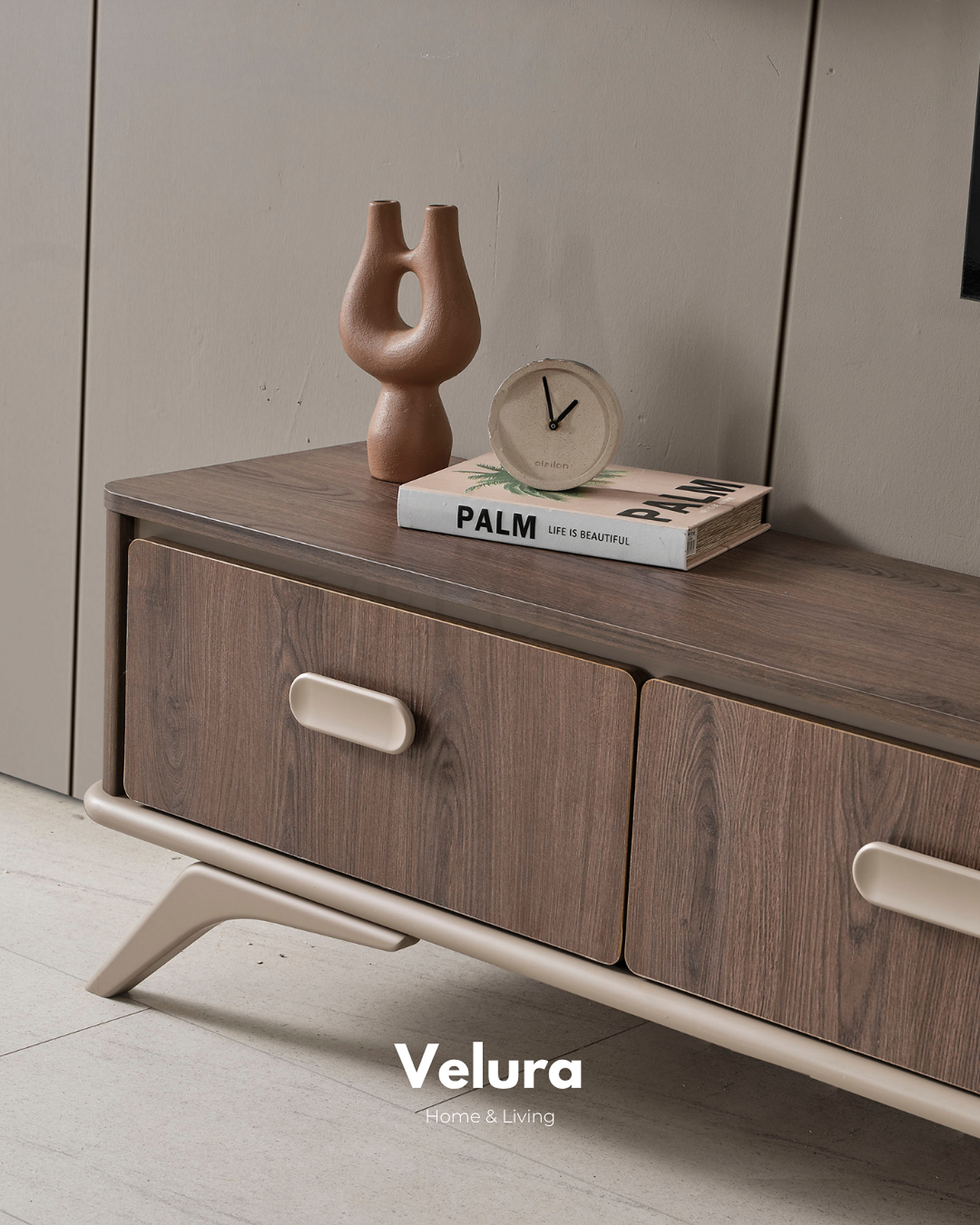 Velura Home Nova Tv Ünitesi Koyu Ceviz gold detaylı salon mobilyası