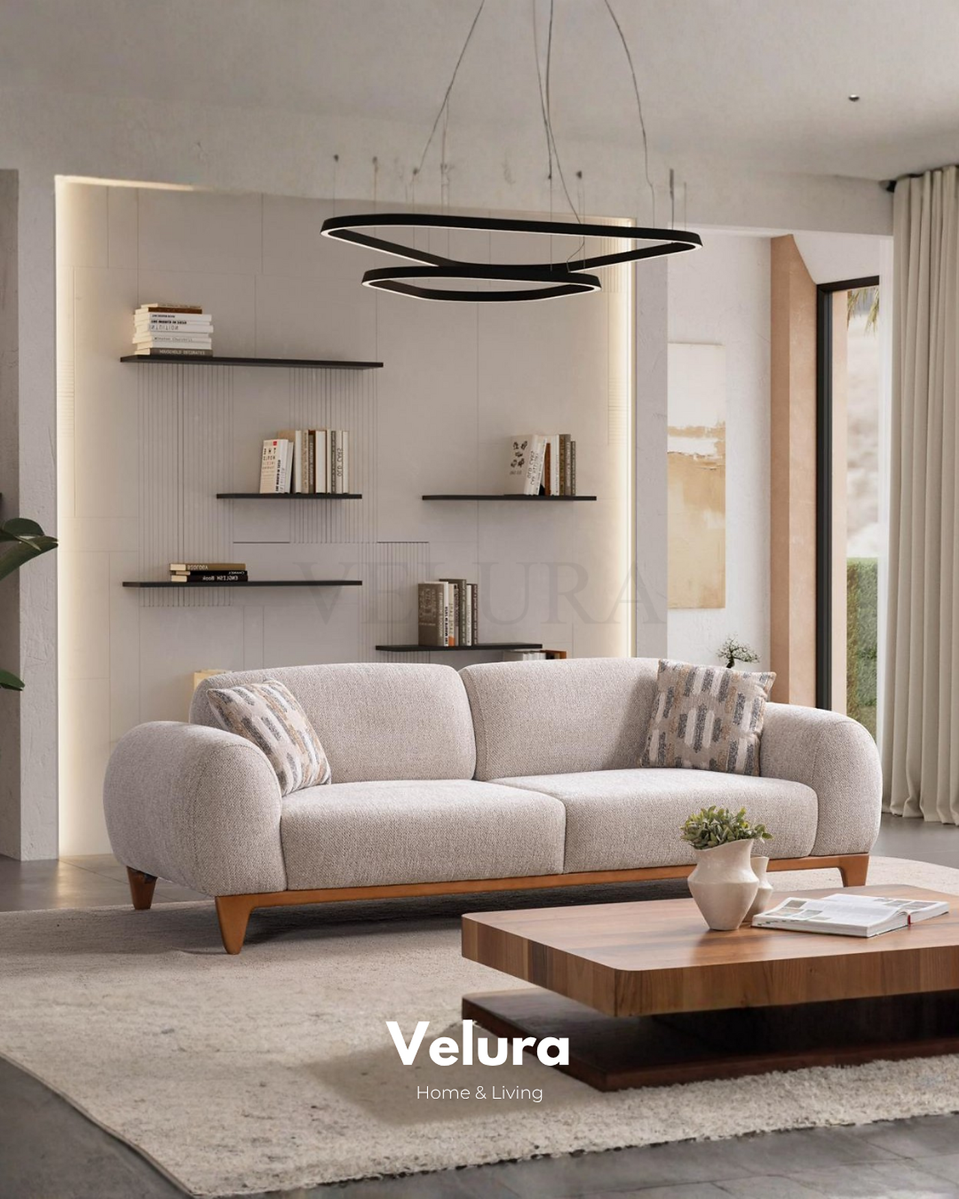 Luna Kanepe krem renkli modern yataklı kanepe modeli