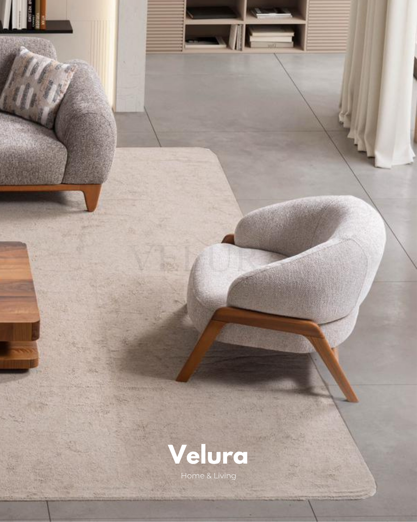 Luna Koltuk Takımı krem kahve renkli modern oturma grubu