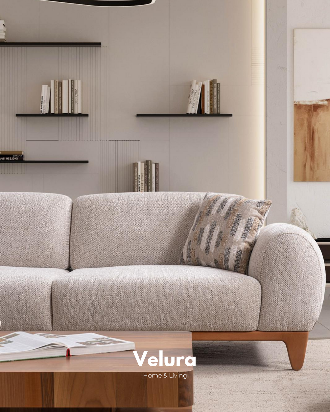 Luna Kanepe krem renkli modern yataklı kanepe modeli