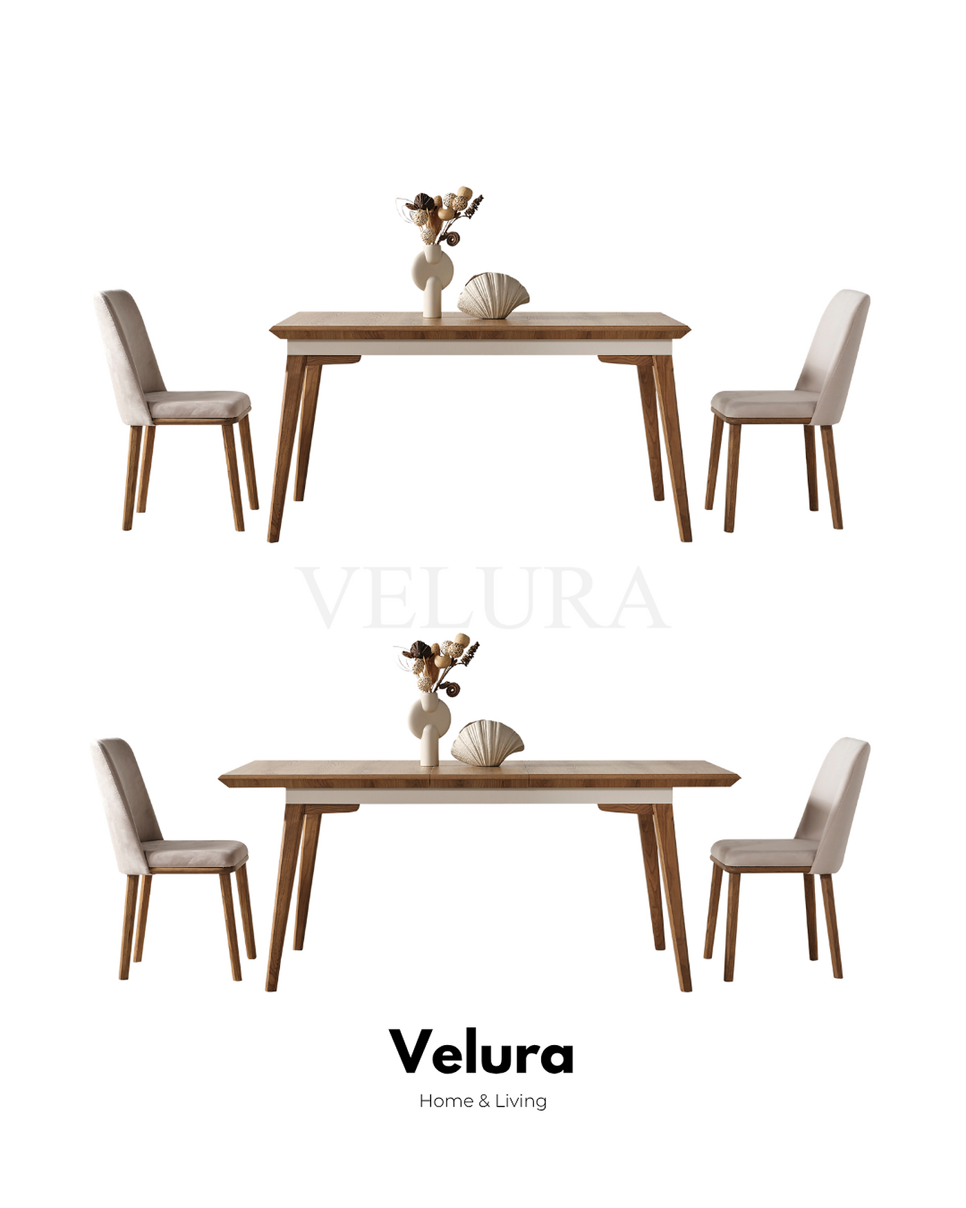 Kolezyum Yemek Masası Krem ve Naturel açılabilir modern yemek masası