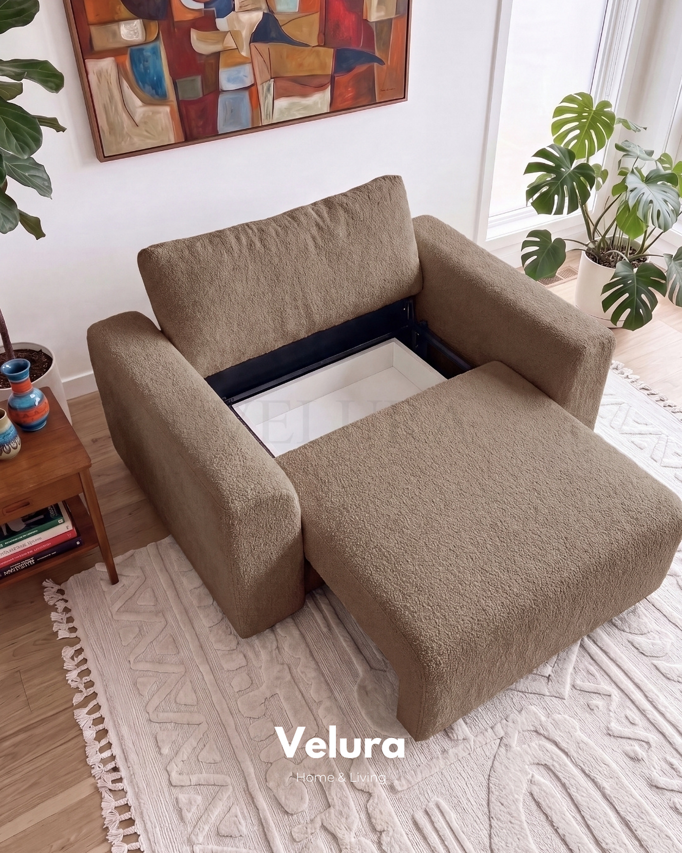 Kahve Bonita kumaşlı modern Sora berjer