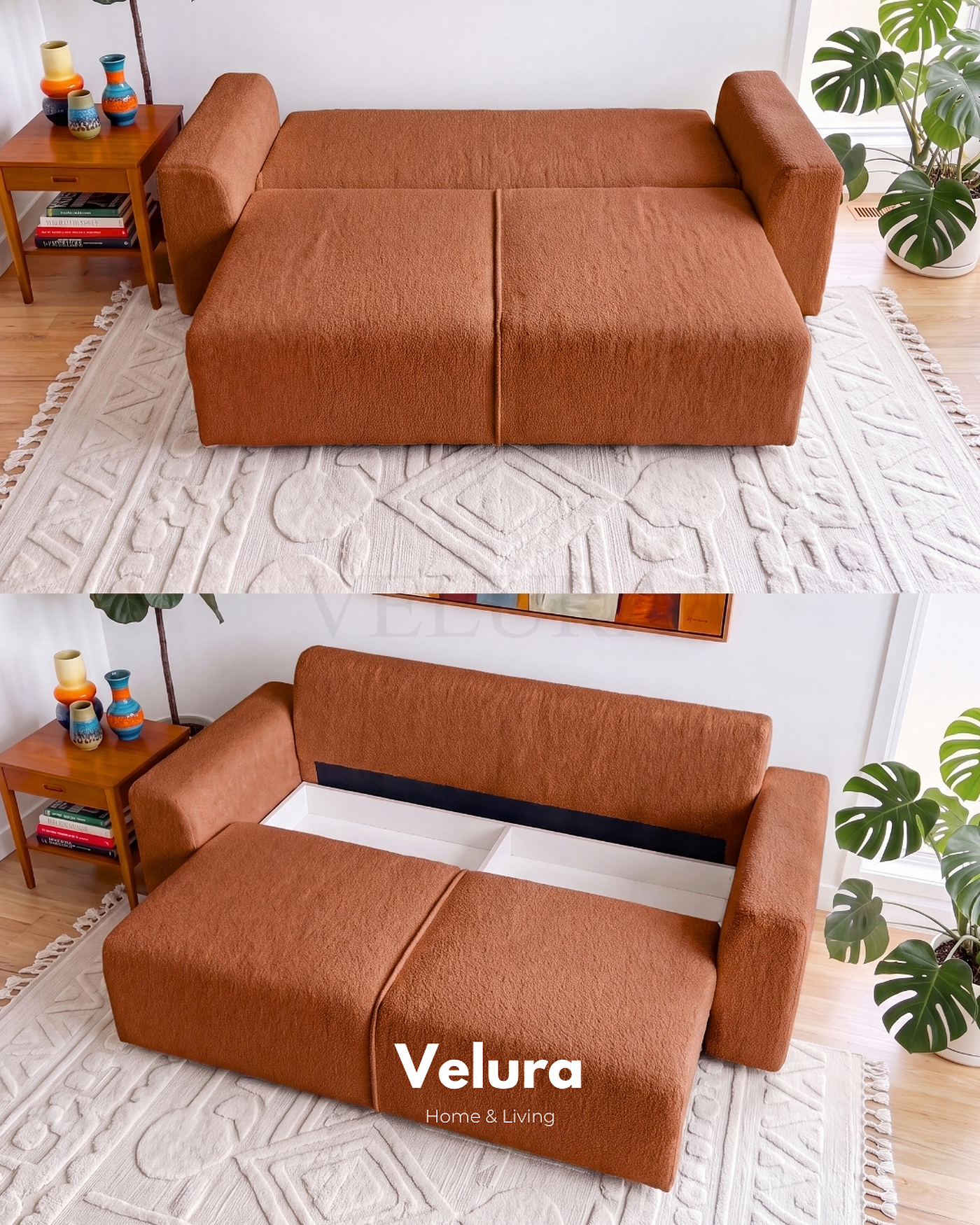 Derin oturumlu modern ayaksız Sora kiremit koltuk