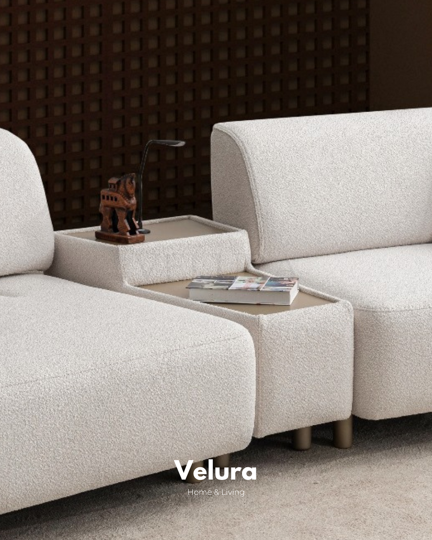 Star Koltuk Takımı krem modüler kanepe ve kiremit desenli berjer modeli