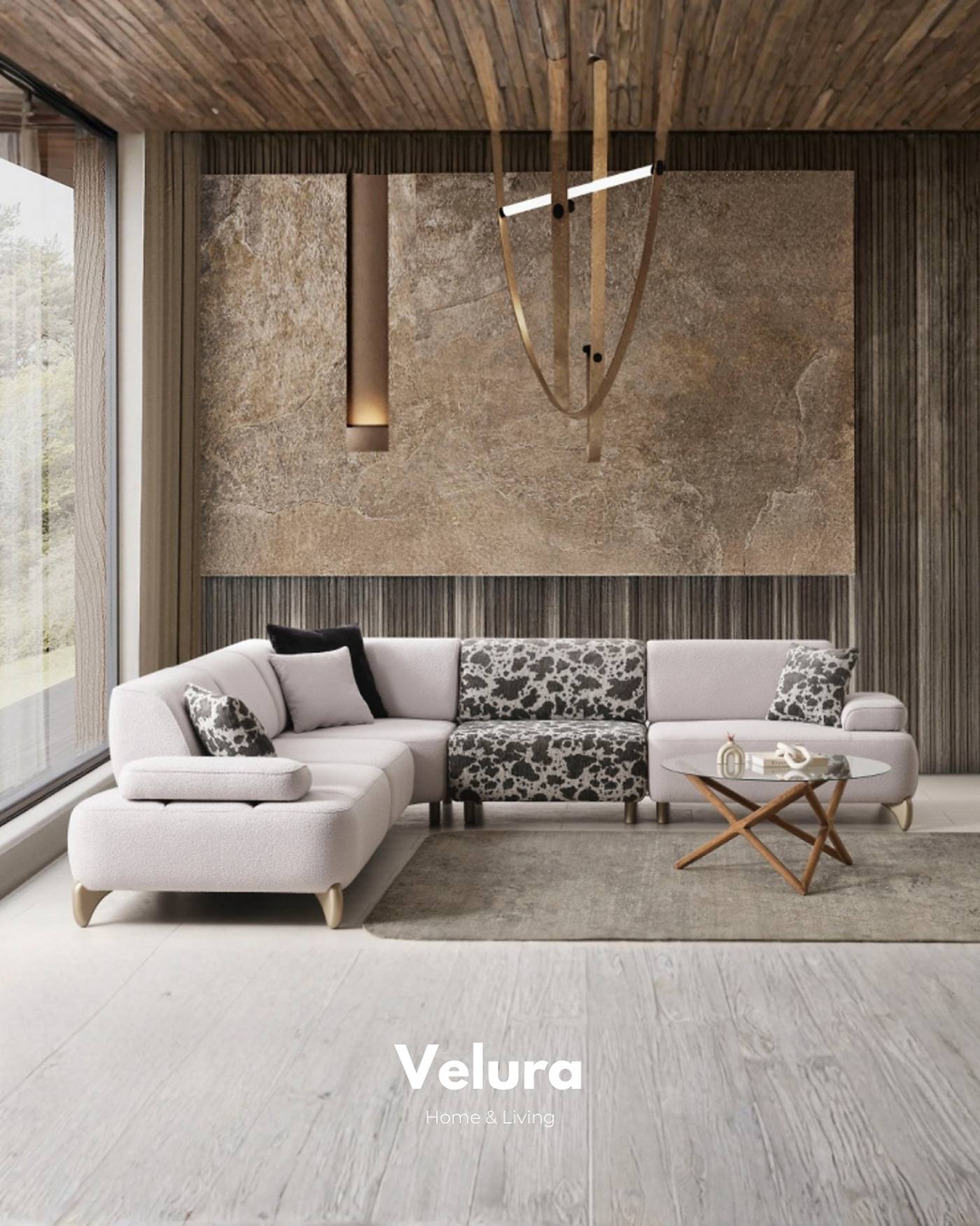 Velura Home Star Köşe Takımı fırınlanmış gürgen gövdeli köşe koltuk