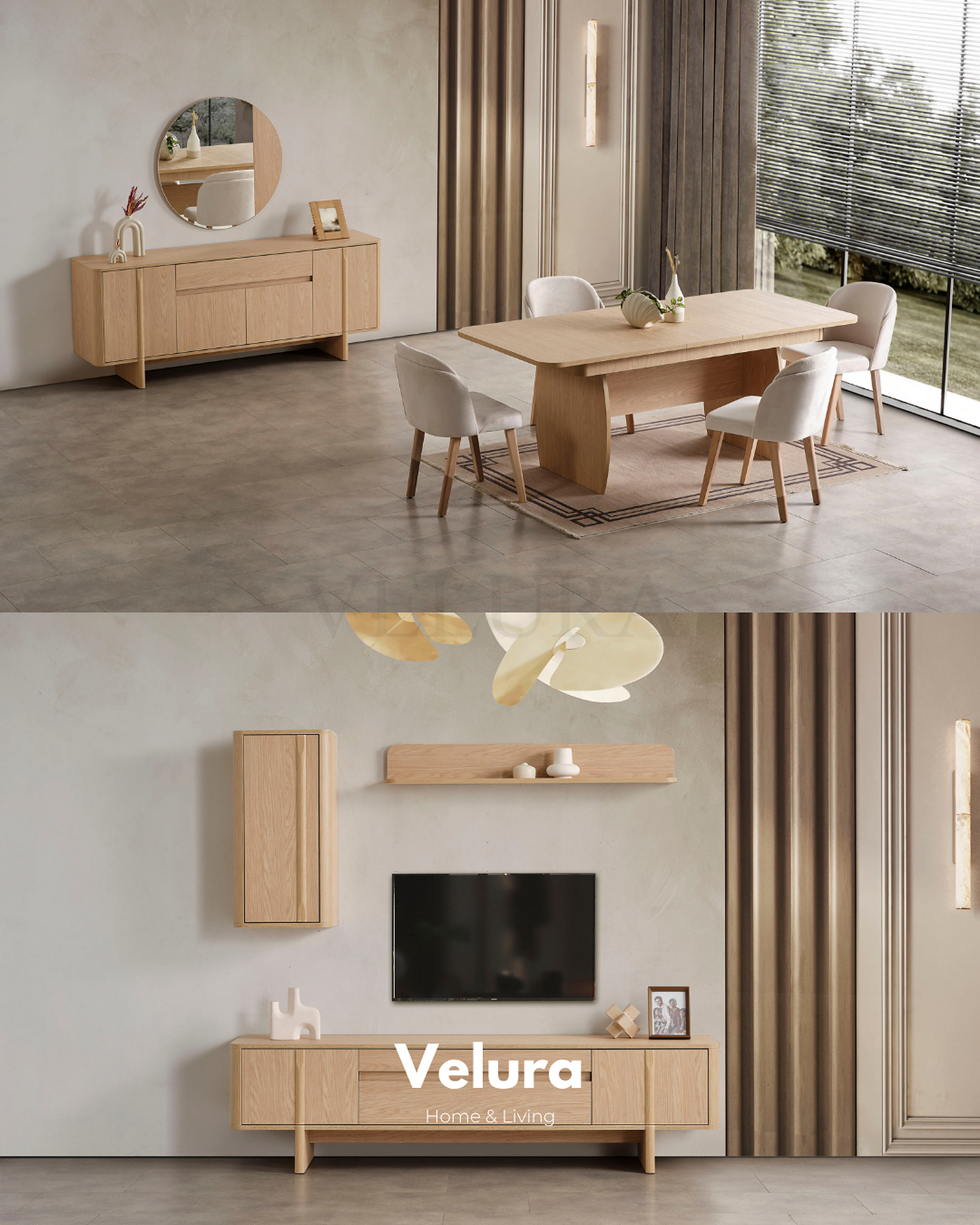 Eylül Tv Ünitesi Naturel Meşe modern salon tv ünitesi