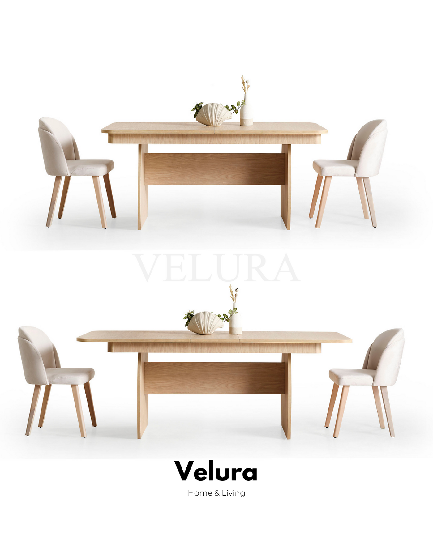 Eylül Yemek Masası 165 + 40 cm açılabilir naturel meşe tasarım