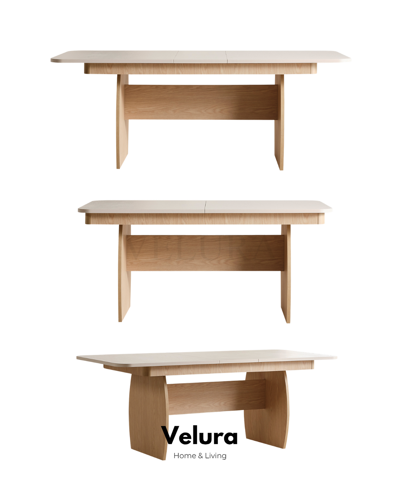 Eylül Yemek Masası Naturel Meşe ve Krem açılabilir modern yemek masası
