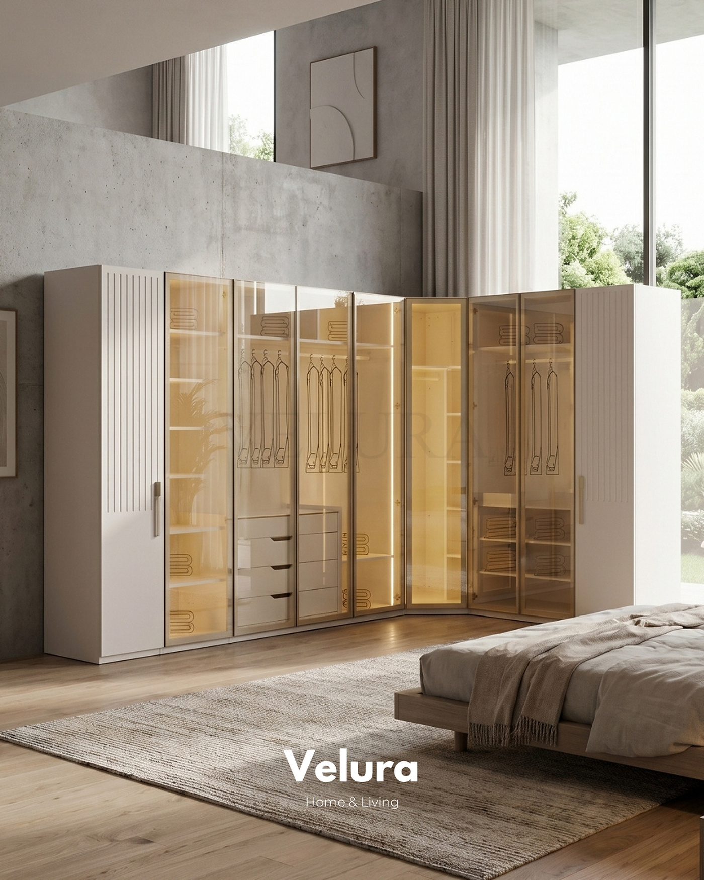 Velura Home köşe dolap modeli 9 kapılı