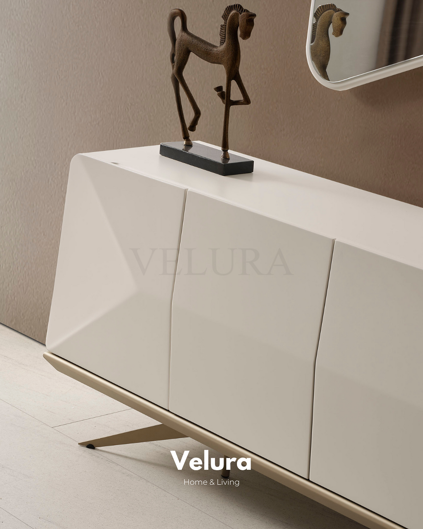 Vakko Konsol Gold krem ve mat gold detaylı modern konsol