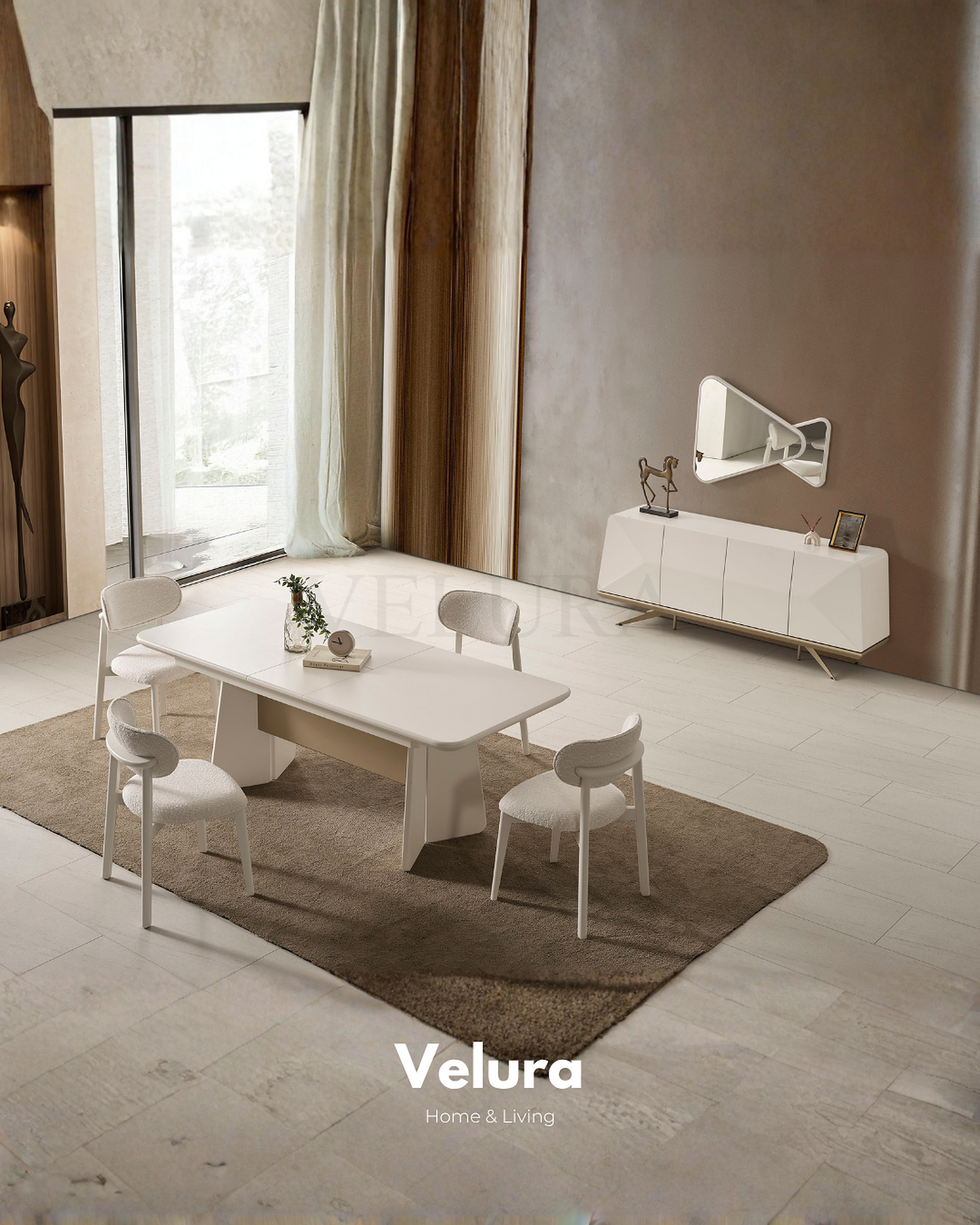 Vakko Konsol Gold krem ve mat gold detaylı modern konsol