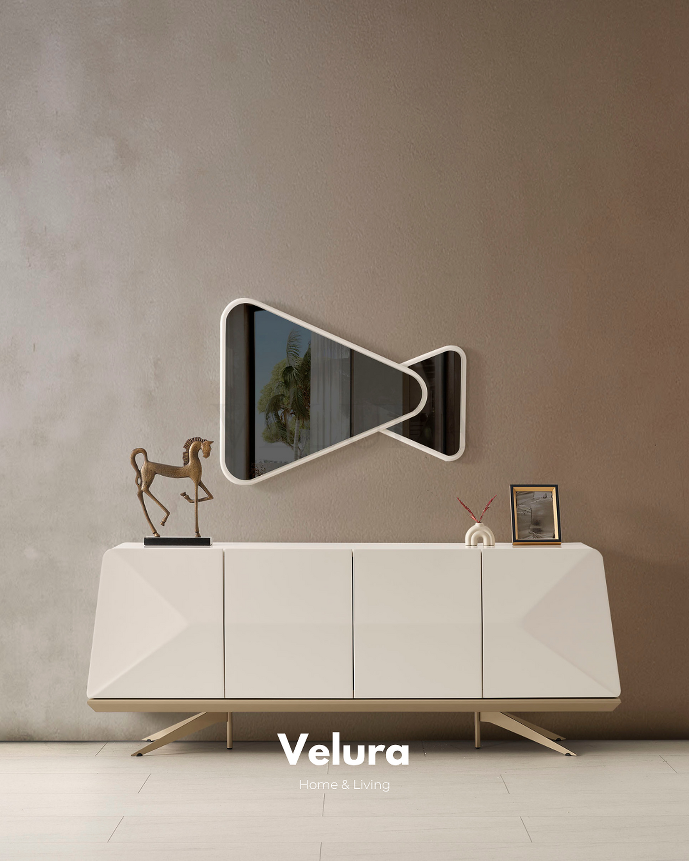 Vakko Konsol Gold krem ve mat gold detaylı modern konsol