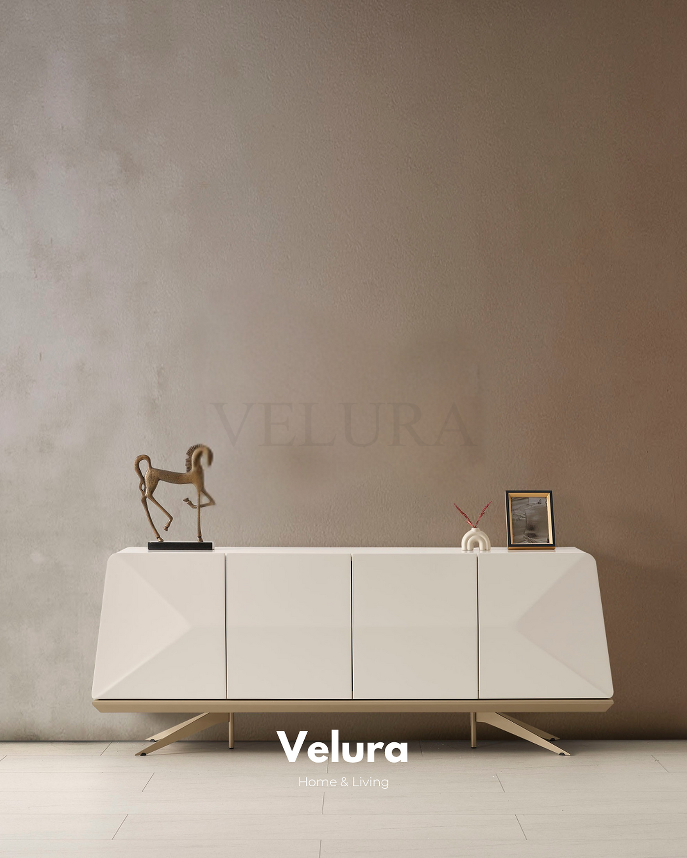 Vakko Konsol Gold krem ve mat gold detaylı modern konsol