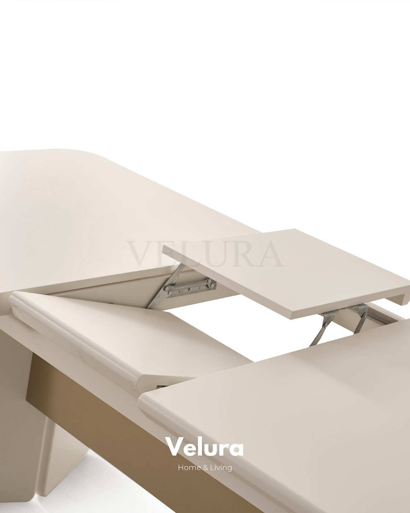 Vakko Yemek Masası Gold krem ve mat gold detaylı açılabilir masa