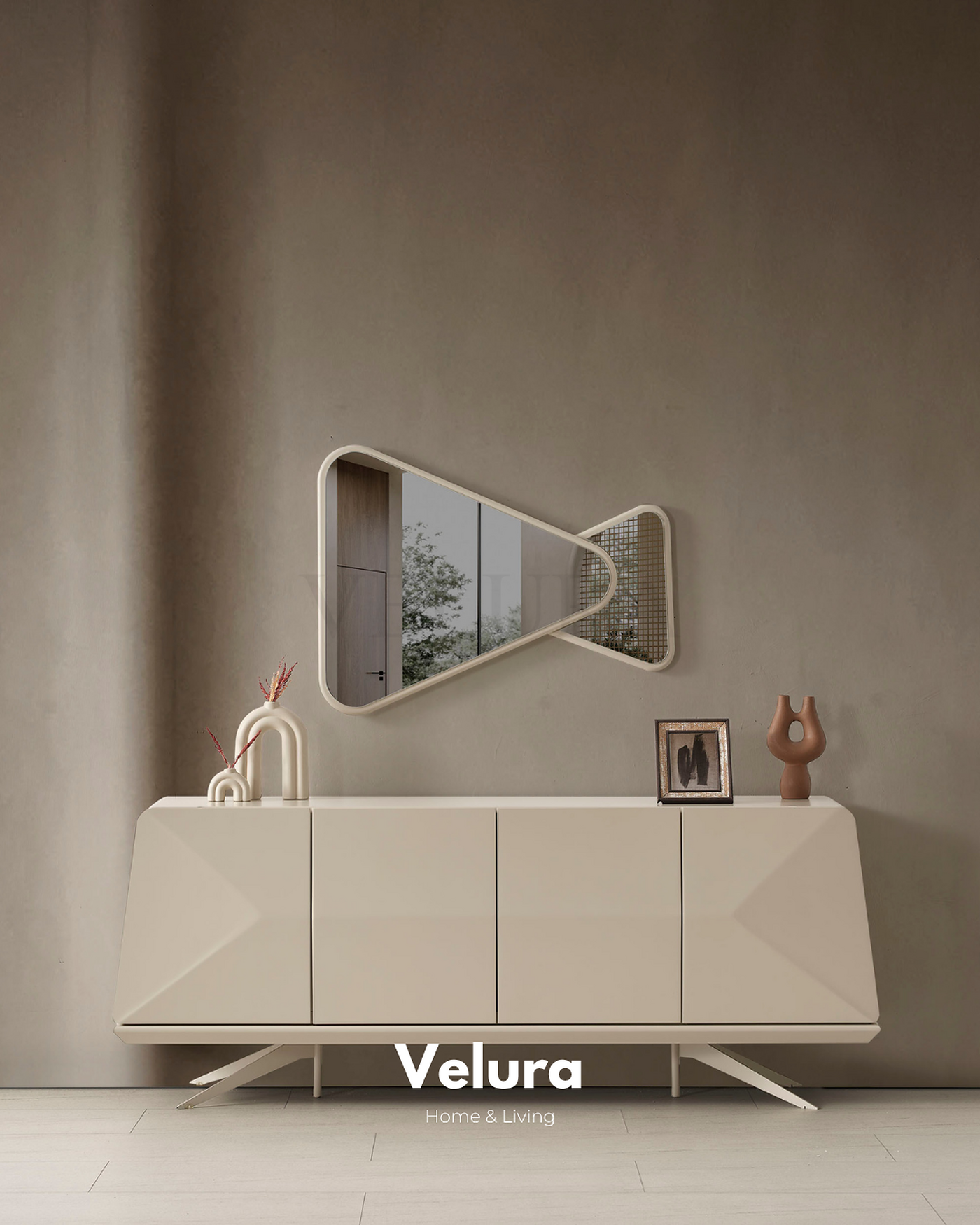 Vakko Konsol Krem MDF gövdeli modern yemek odası konsolu