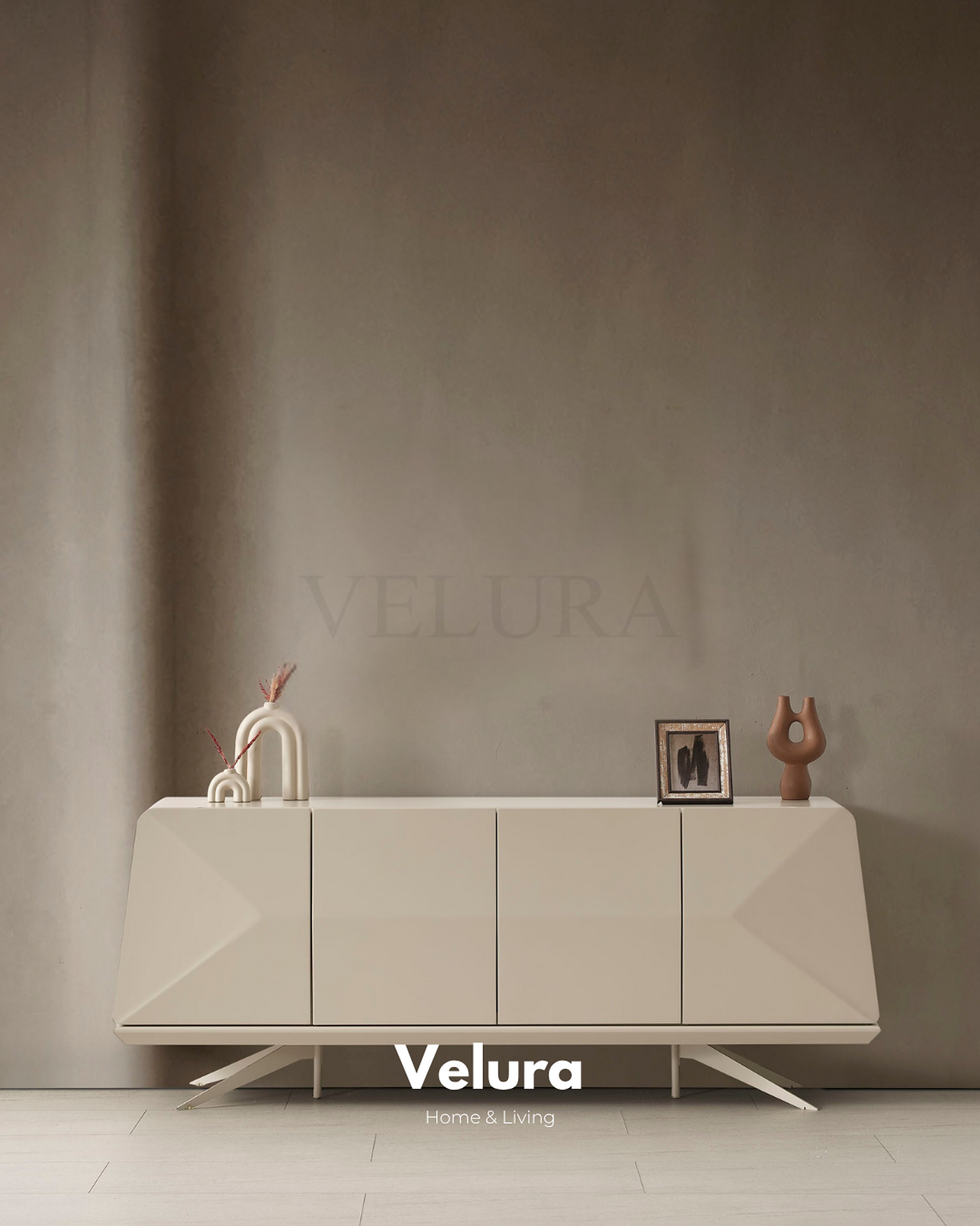 Vakko Konsol Krem MDF gövdeli modern yemek odası konsolu