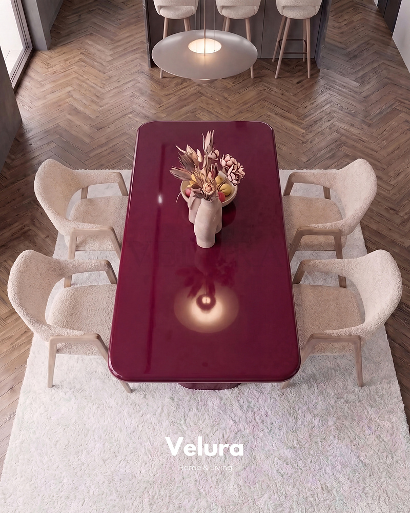 Vel Yemek Masası - Bordo