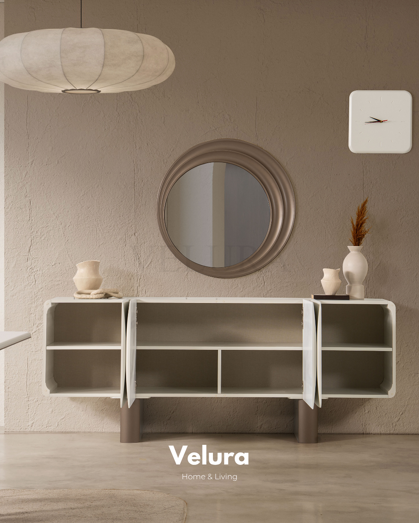 Vena Konsol krem kahve renkli modern aynalı konsol modeli