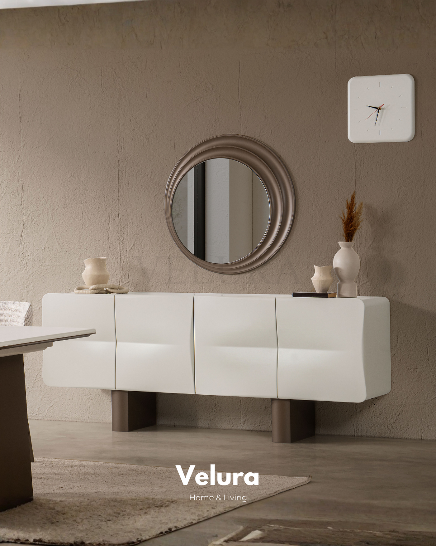 Vena Konsol krem kahve renkli modern aynalı konsol modeli