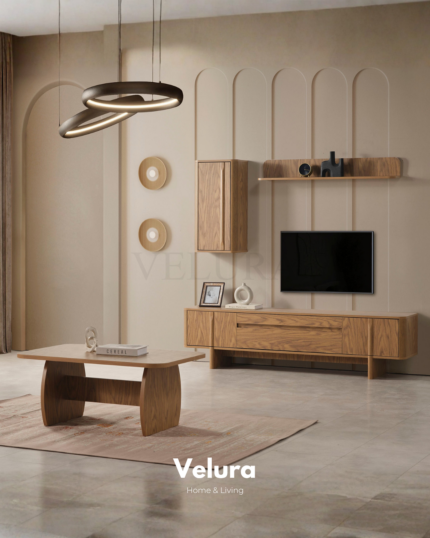 Eylül Tv Ünitesi Naturel modern salon tv ünitesi
