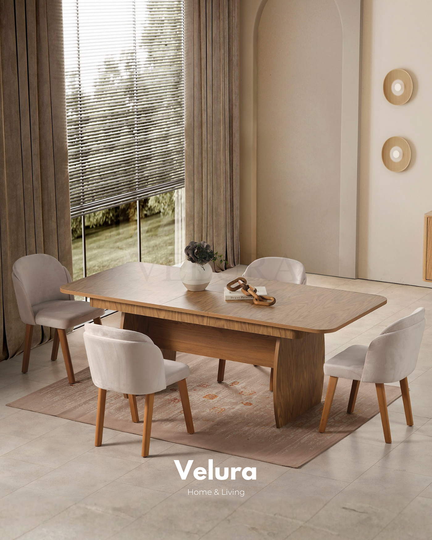 Eylül Yemek Takımı Naturel modern yemek odası takımı