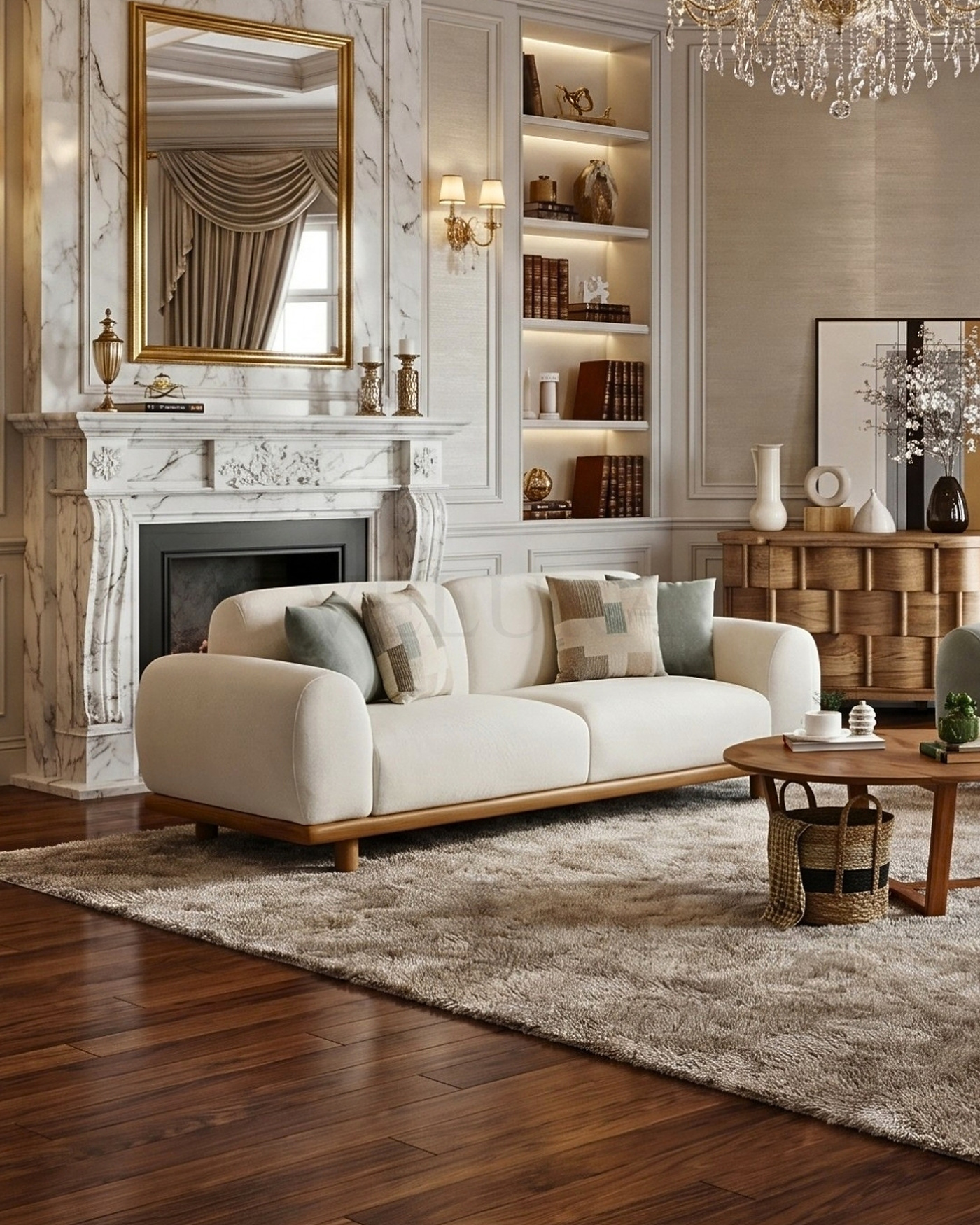 Geniş Oturum Alanlı Krem Kanepe Modeli Mekanizmalı sırt yapılı krem kanepe modeli