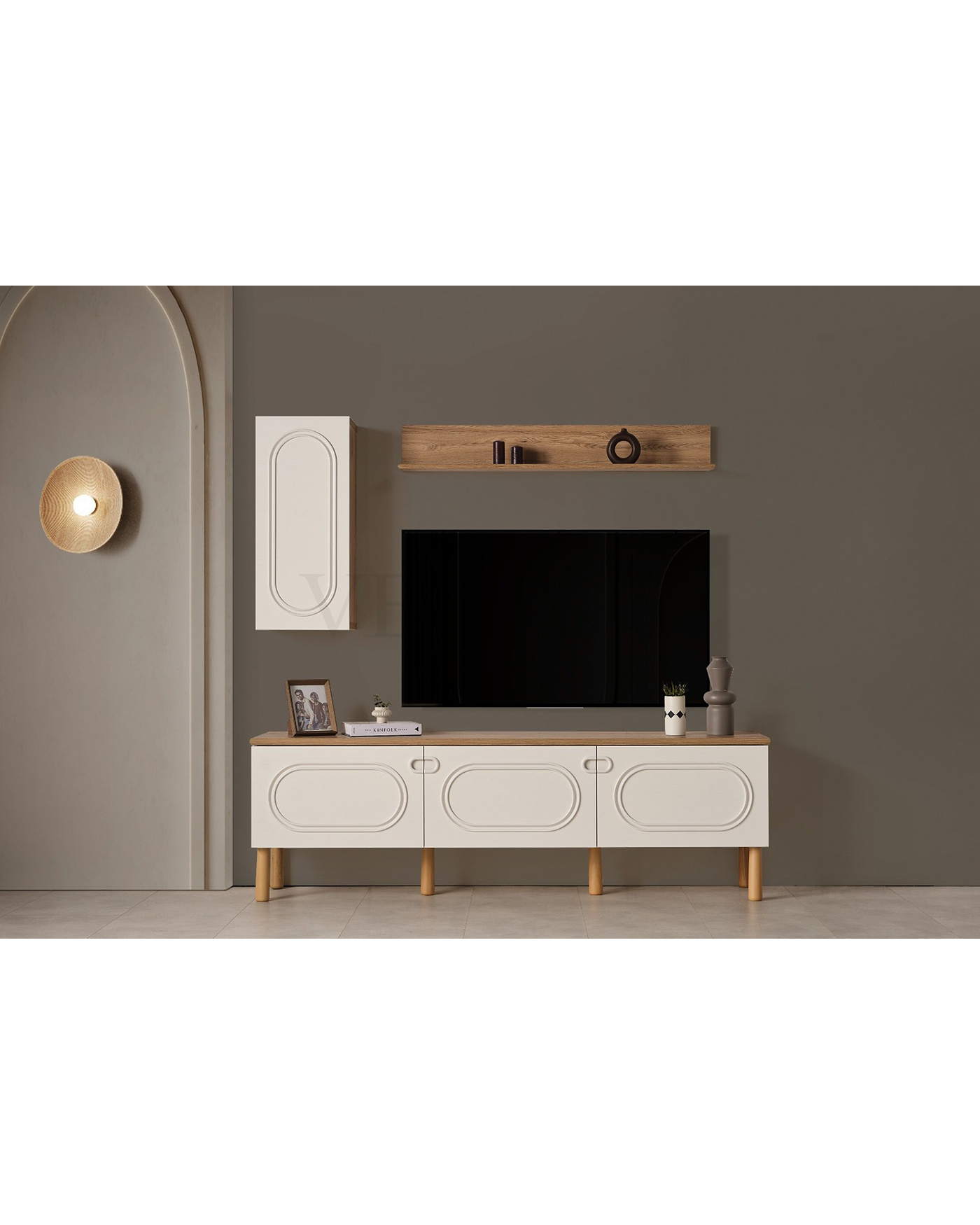 Velura Home Derin TV Ünitesi | Bohem Krem Salon Stili Velura Home Derin tv ünitesi krem renk bohem salon mobilyası