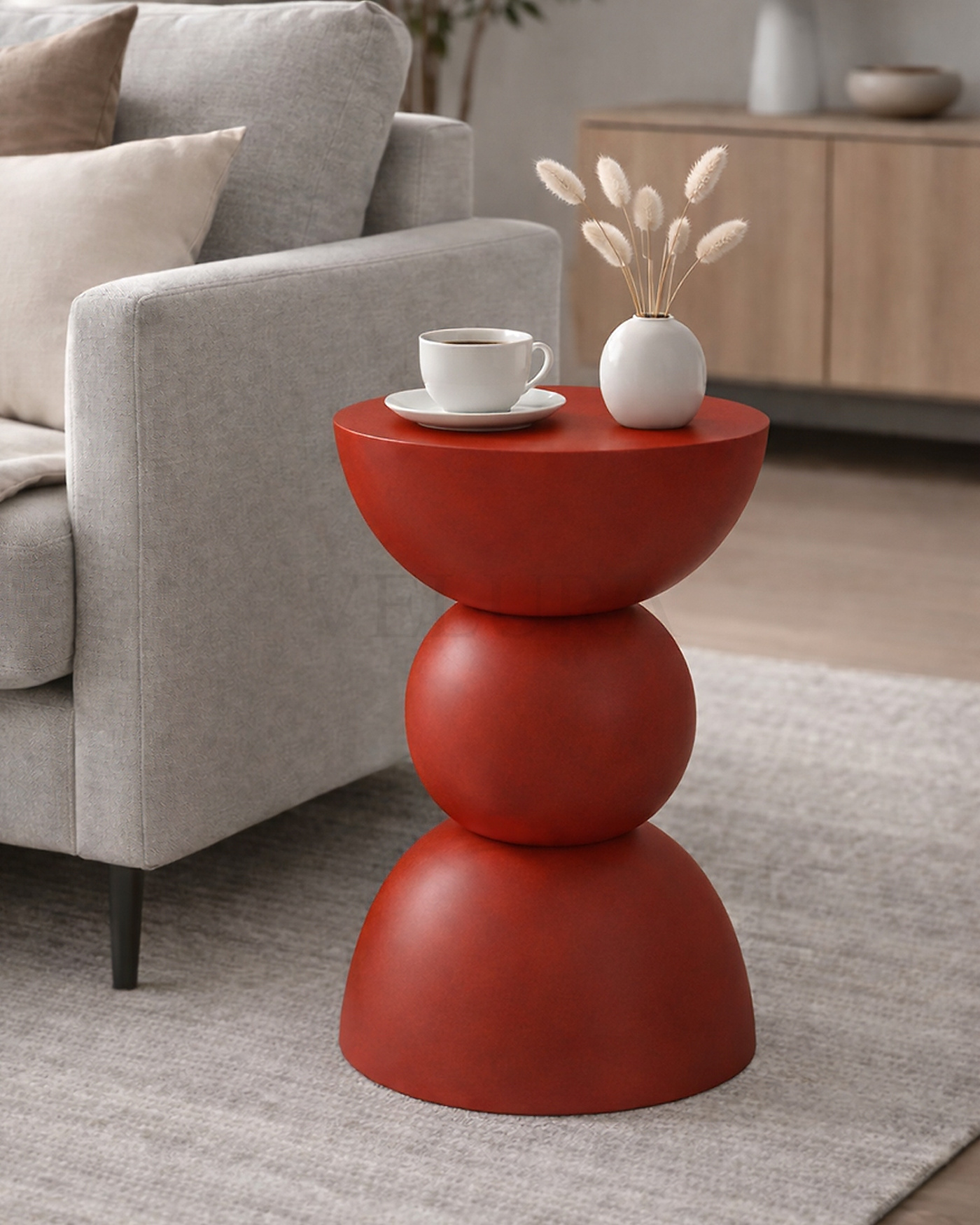 Maco Yan Sehpa Modern Kırmızı Ahşap Tasarım Maco Yan Sehpa kırmızı ahşap modern yan sehpa 30x30x60