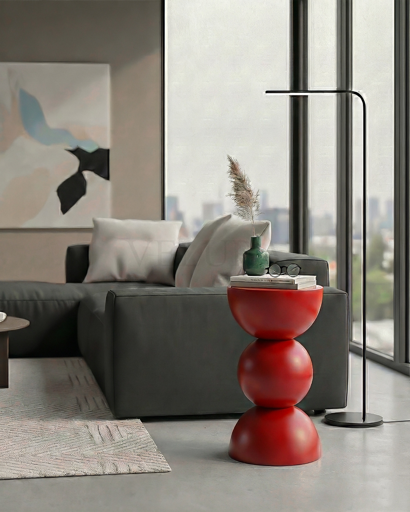 Maco Yan Sehpa Modern Kırmızı Ahşap Tasarım Maco Yan Sehpa kırmızı ahşap modern yan sehpa 30x30x60