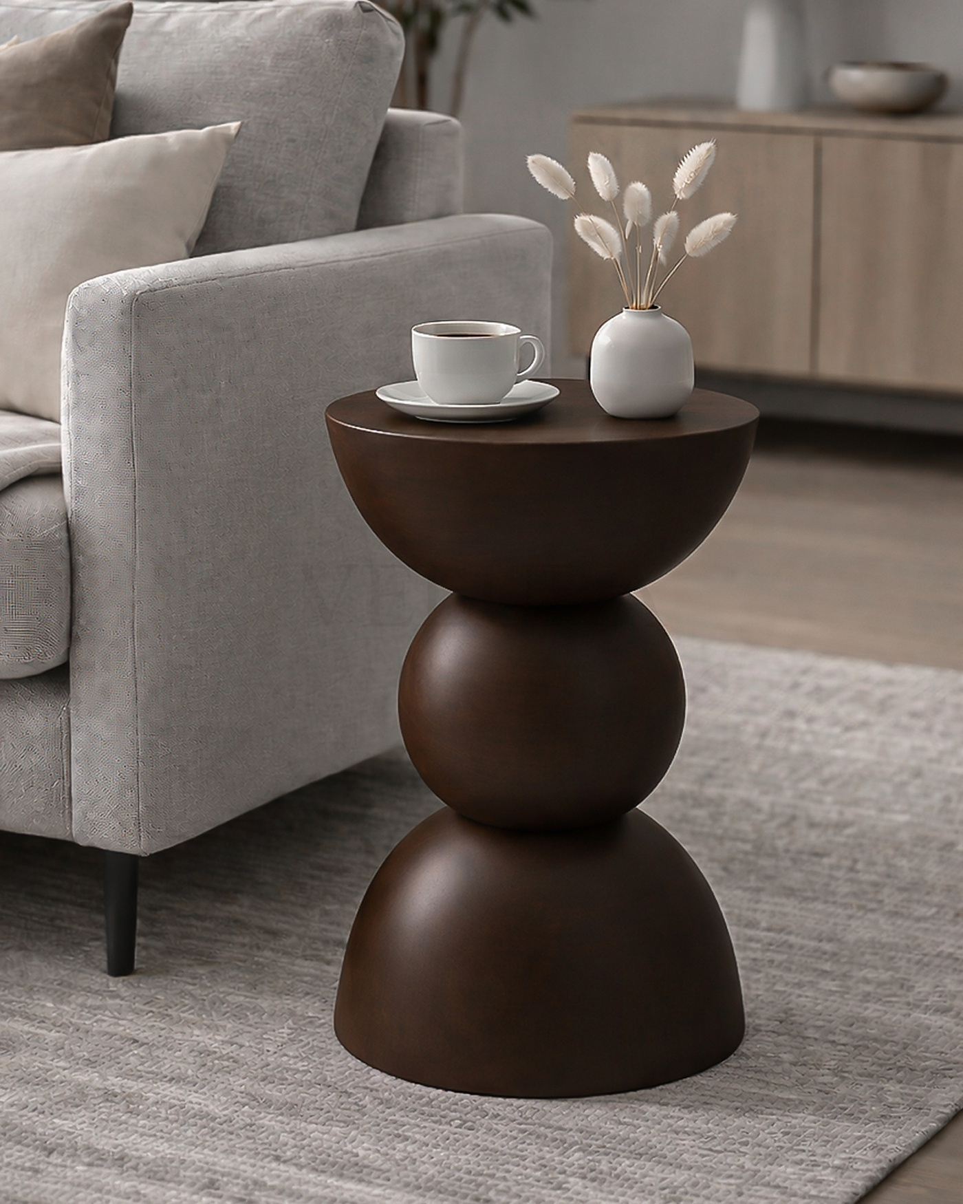 Maco Yan Sehpa Modern Koyu Ceviz Ahşap Tasarım Maco Yan Sehpa koyu ceviz ahşap modern yan sehpa 30x30x60