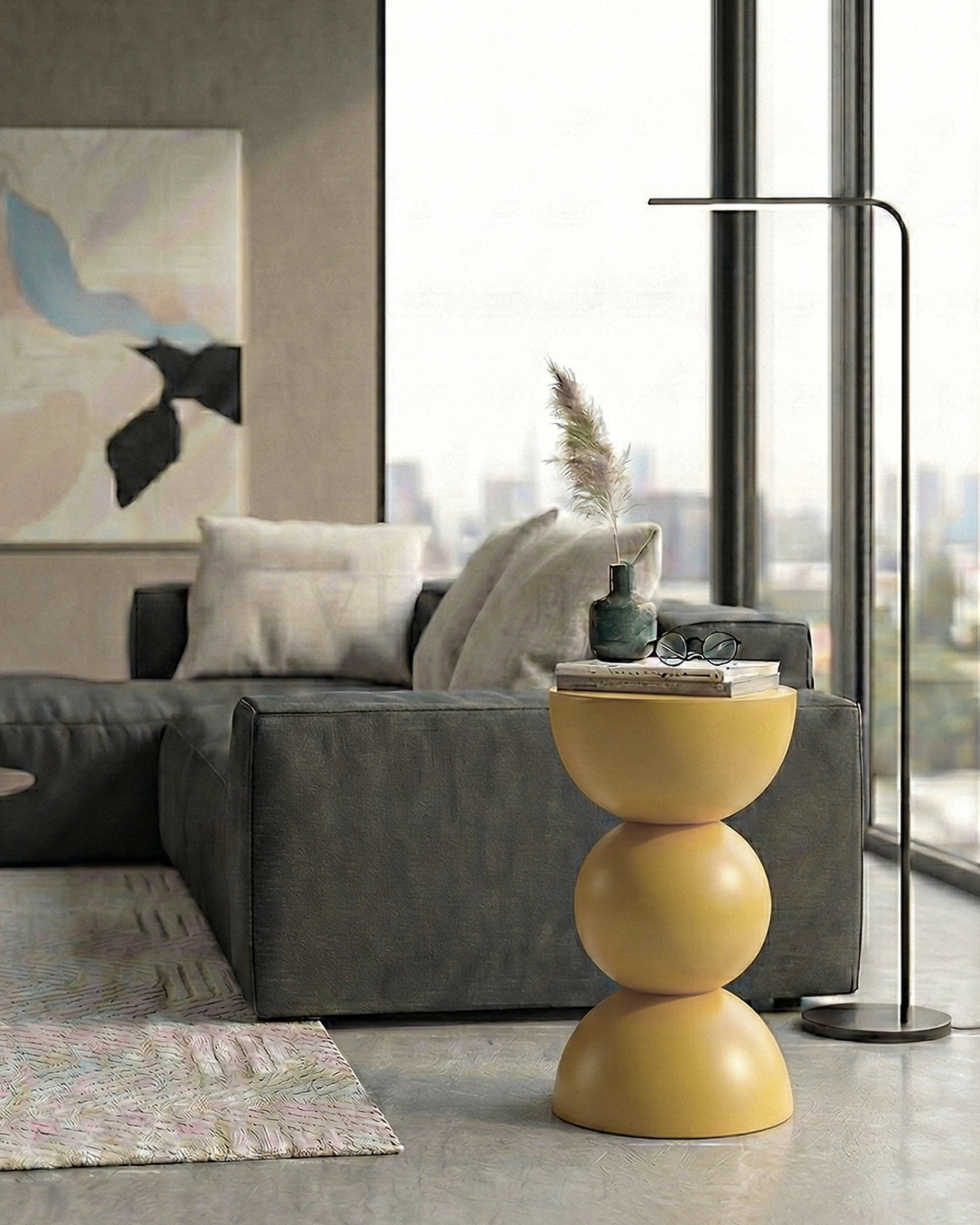 Maco Yan Sehpa | Sarı | 30x30x60 cm Maco Yan Sehpa sarı ahşap modern yan sehpa 30x30x60