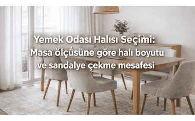 Yemek Odası Halısı Seçimi: Masa ölçüsüne göre halı boyutu ve sandalye çekme mesafesi