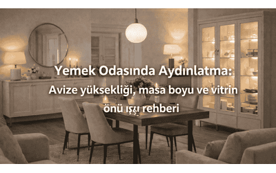 Yemek Odasında Aydınlatma: Avize yüksekliği, masa boyu ve vitrin önü ışığı rehberi