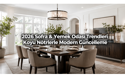 2026 Sofra & Yemek Odası Trendleri: koyu nötr paletler ile modern güncelleme