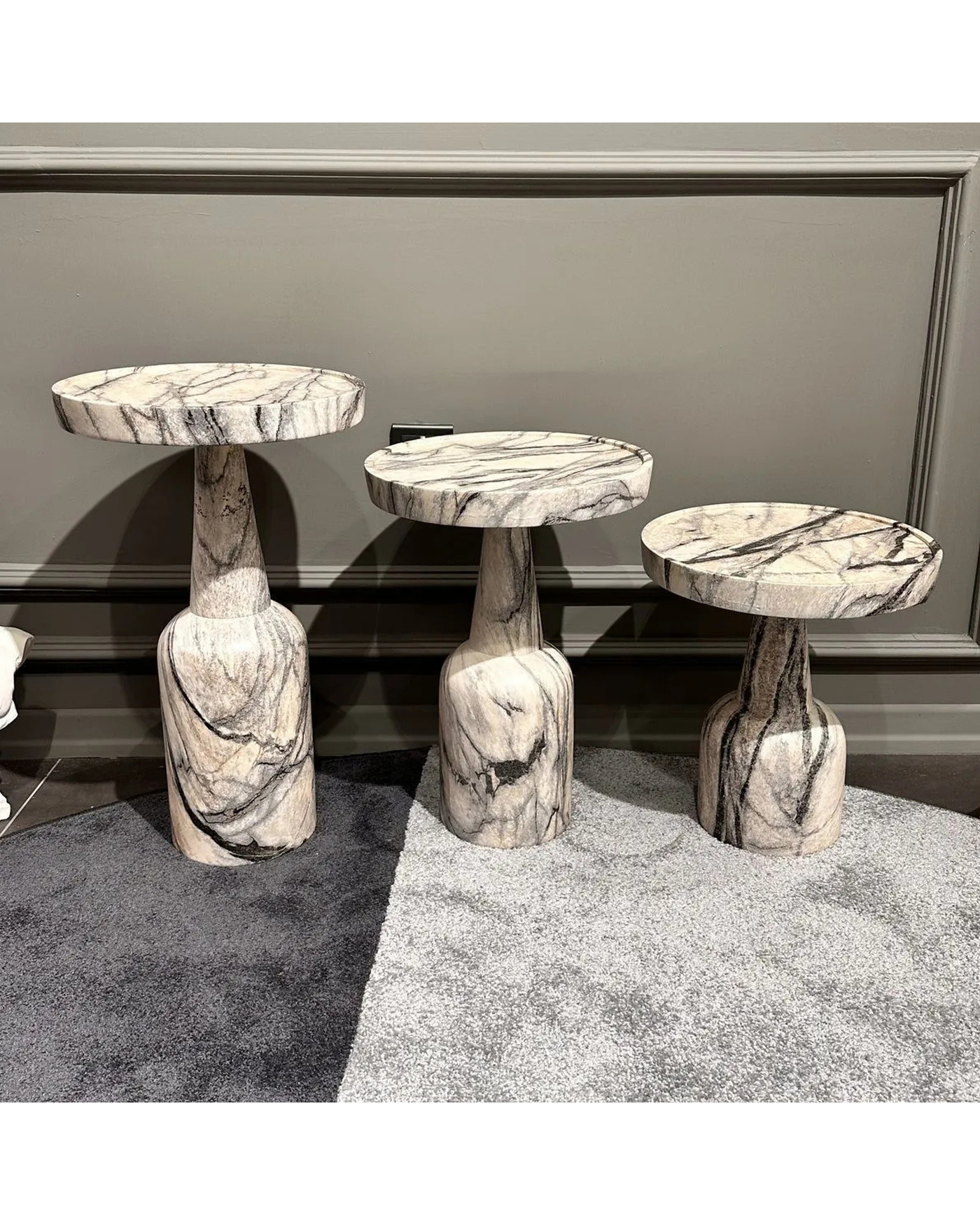 Velura Home Traverten Desen Zigon Sehpa Modelleri Londra Diana Traverten Desen Zigon Yan Sehpa 3’lü set