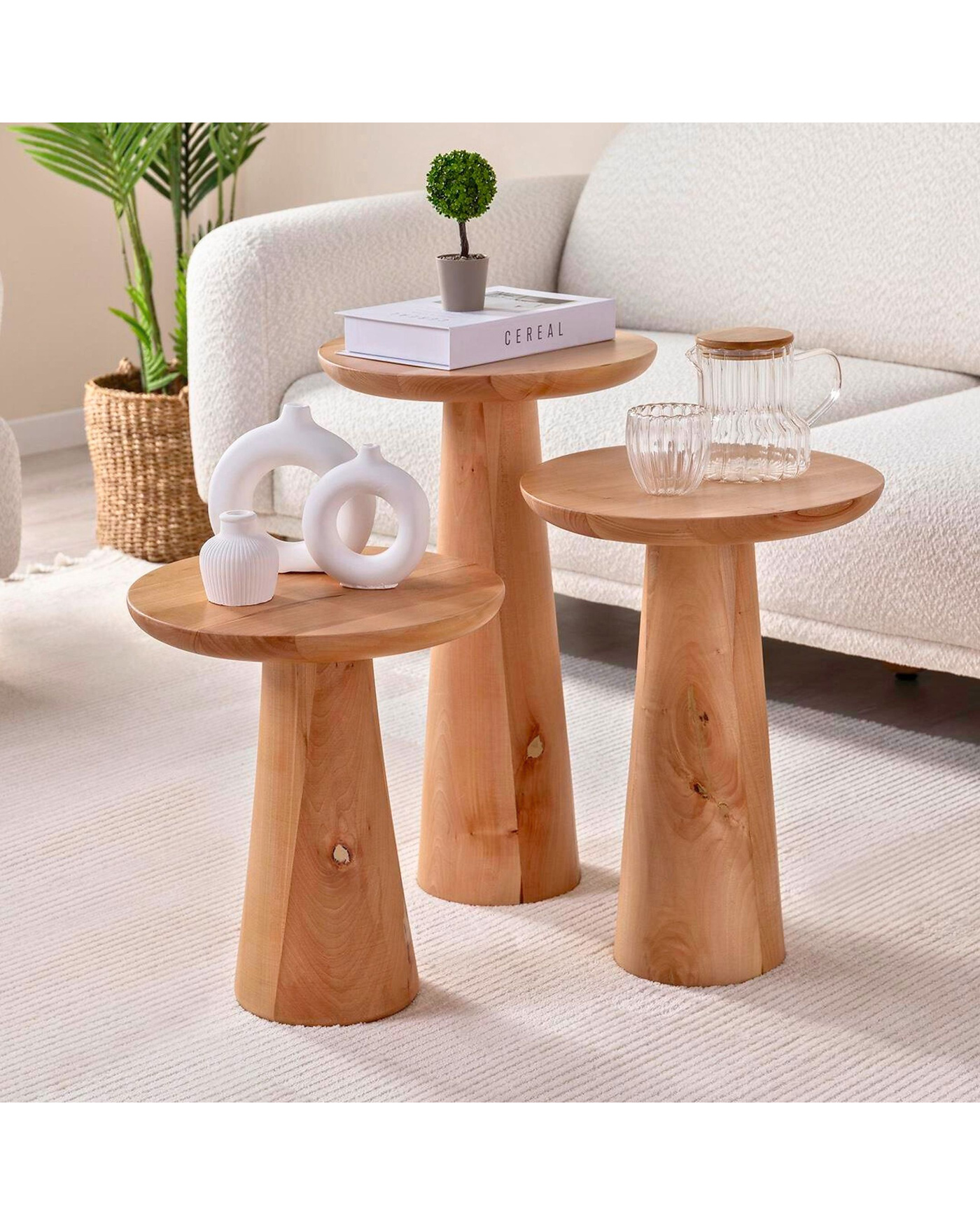 Prag Ahşap Zigon Yan Sehpa 3’lü | Velura Home Prag Ahşap Zigon Yan Sehpa 3’lü mantar form