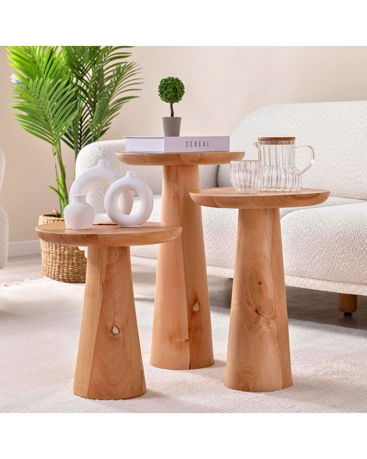 Prag Ahşap Zigon Yan Sehpa 3’lü | Velura Home Prag Ahşap Zigon Yan Sehpa 3’lü mantar form