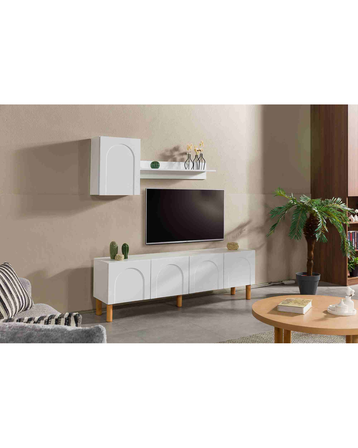Yerden Yüksek Ahşap Ayaklı TV Ünitesi Velura Home bohem TV ünitesi modeli
