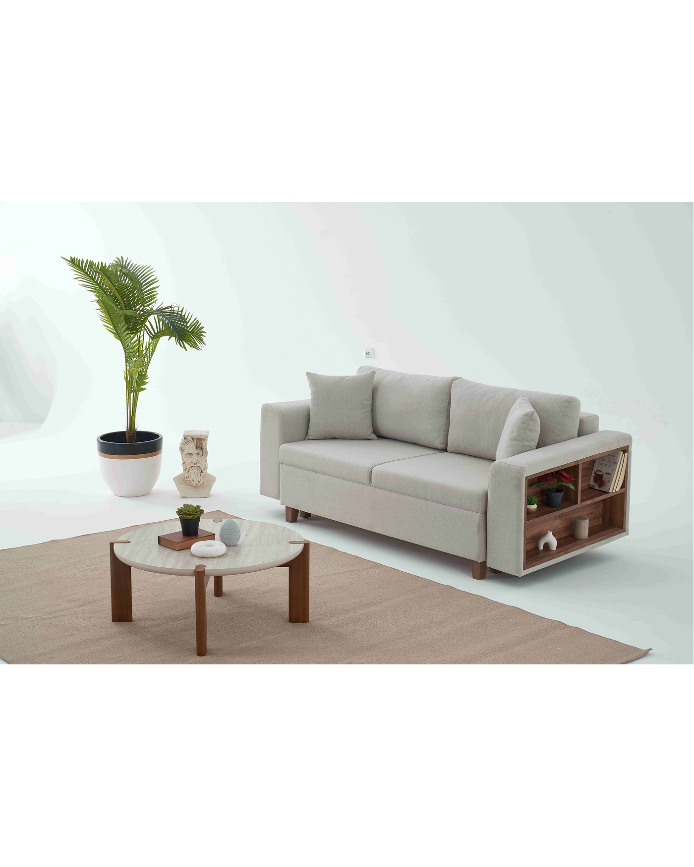 Gri Rengar kitaplıklı koltuk takımı - Velura Home