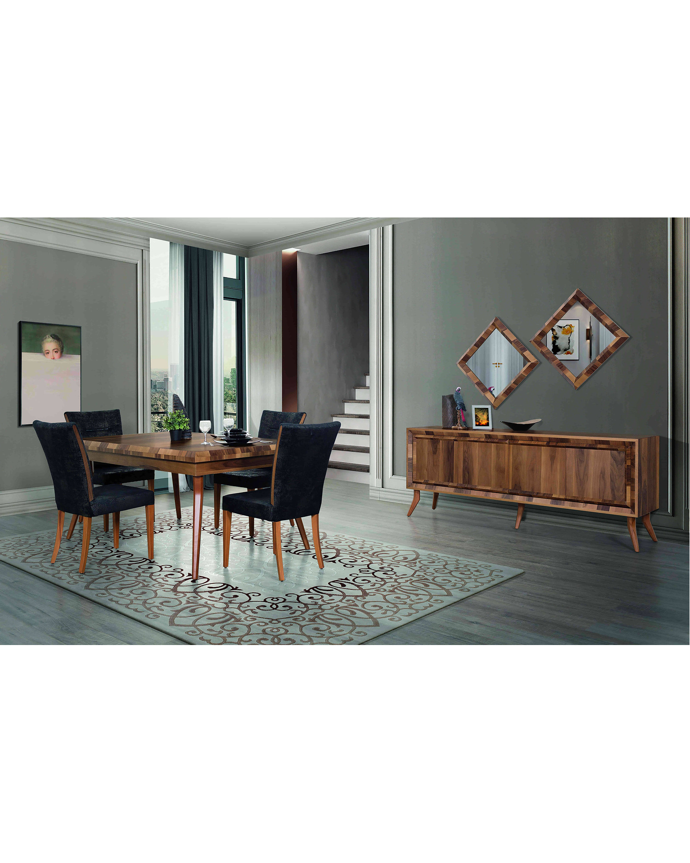 Velura Home ceviz renk yemek takımı modelleri
