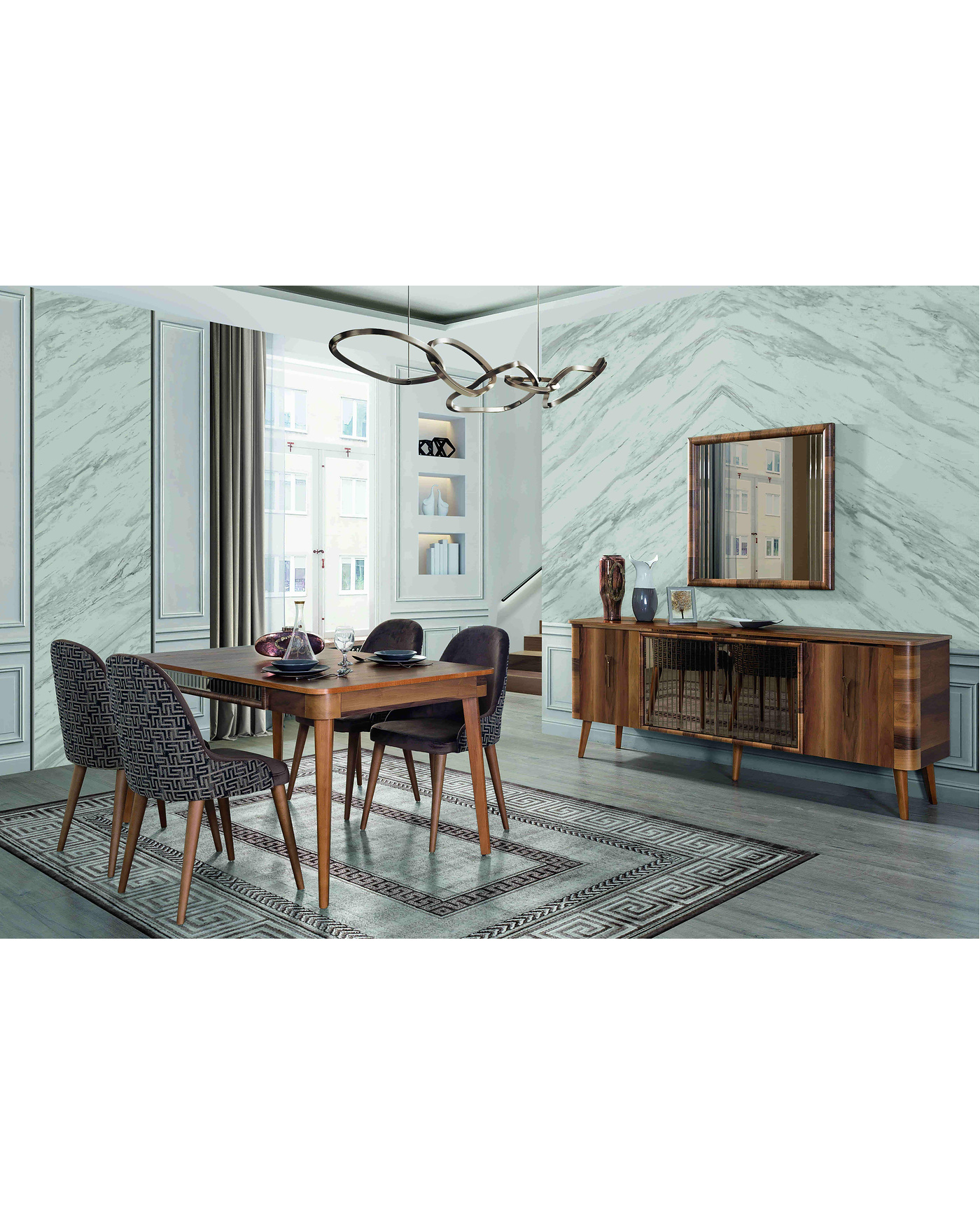 velura home ceviz yemek takımı