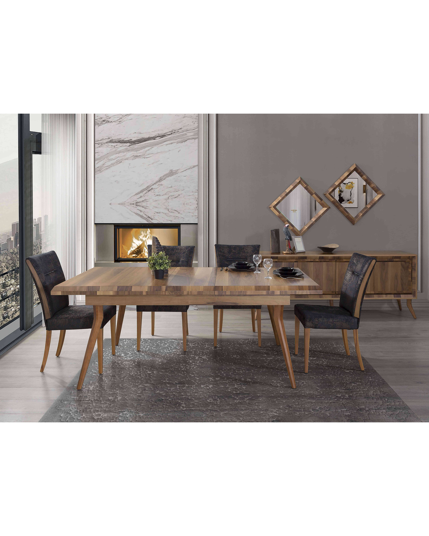 Velura Home ceviz renk yemek takımı modelleri