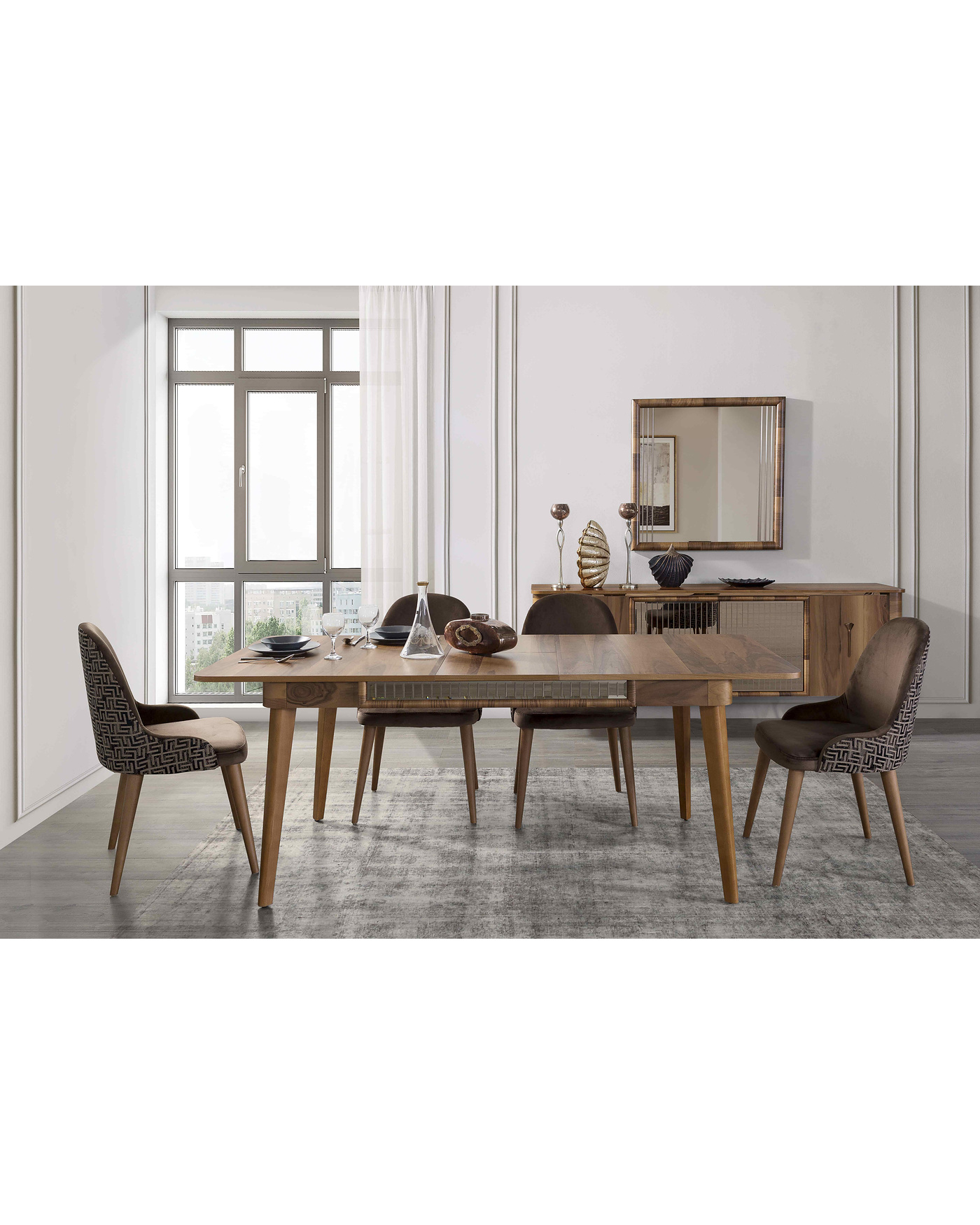 velura home ceviz yemek takımı